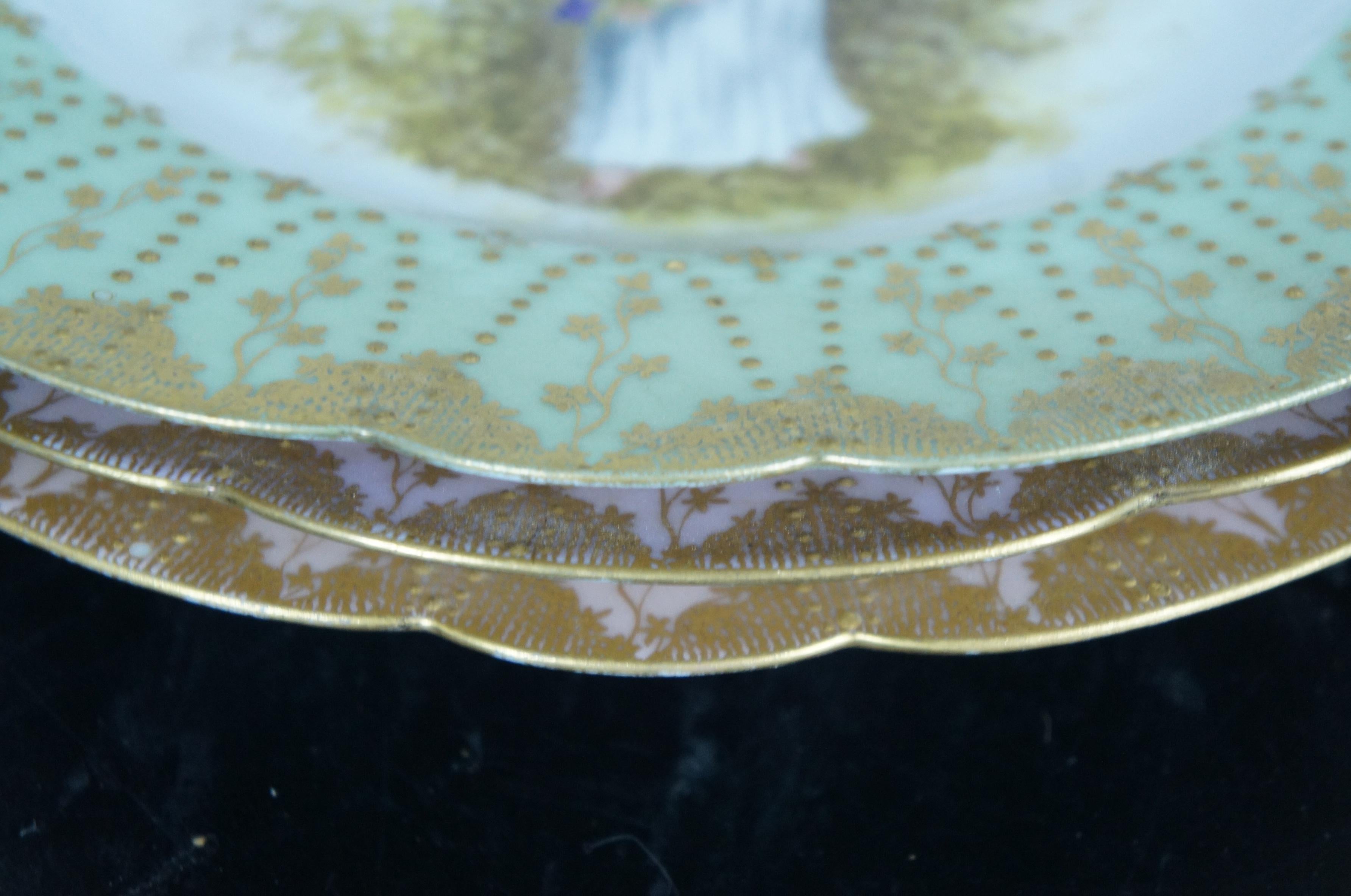 3 Antichi piatti Haviland & Co. Royal Vienna incrostati d'oro da 9,5 pollici in vendita 5