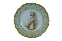 3 Platos antiguos Haviland & Co Limoges Royal Vienna con incrustaciones de oro 9,5".