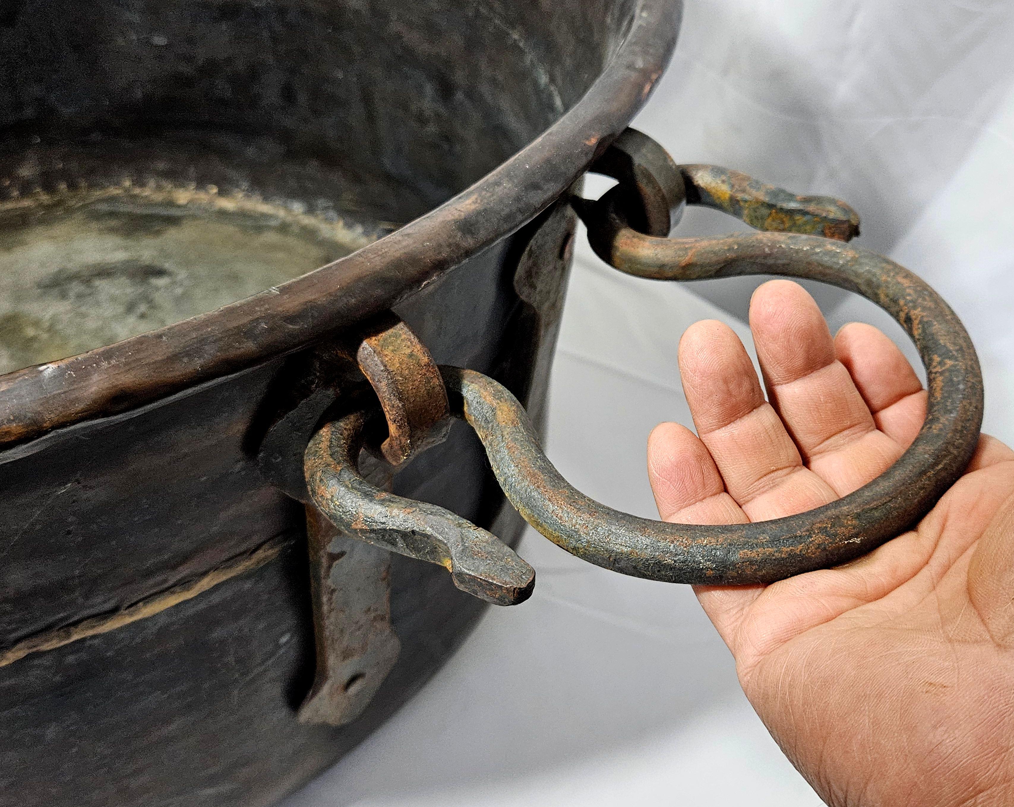 English 3 Antique Heavy Solid Hammered Copper Buckets