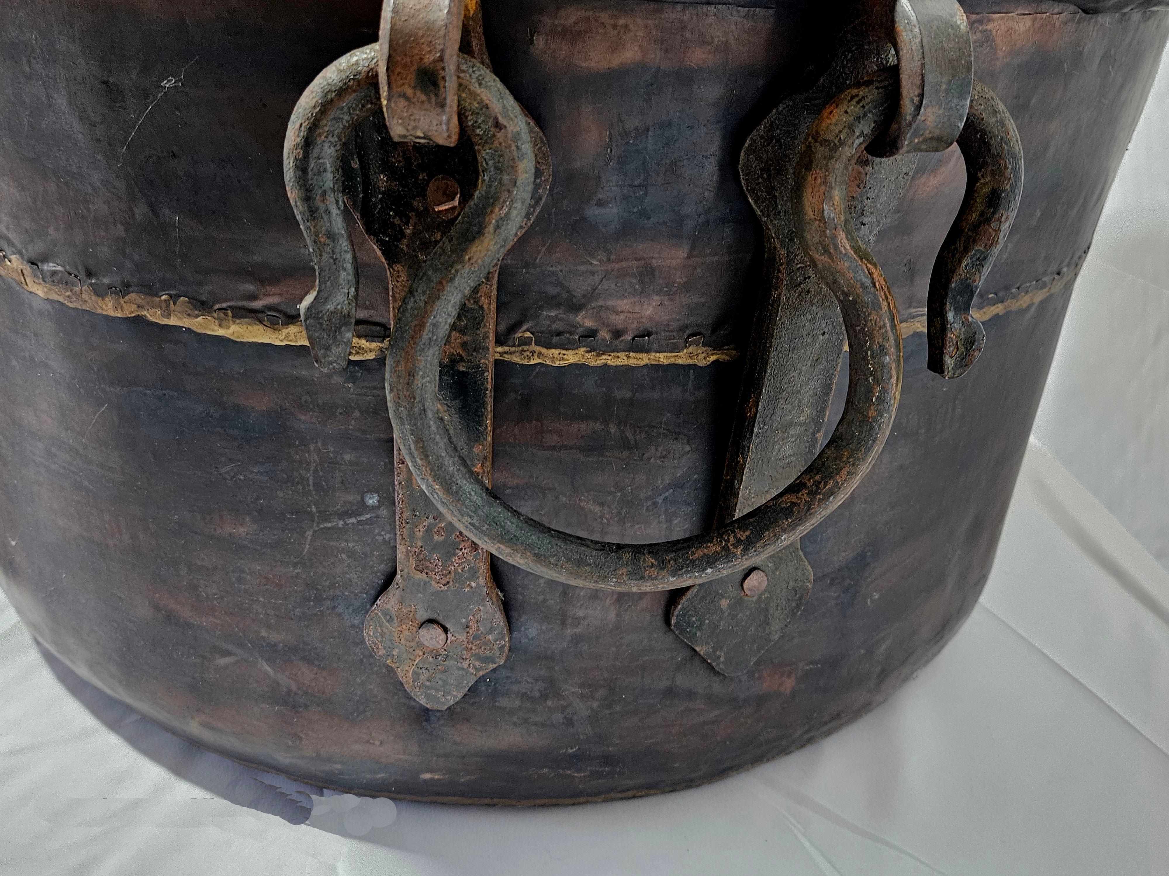 Hand-Crafted 3 Antique Heavy Solid Hammered Copper Buckets