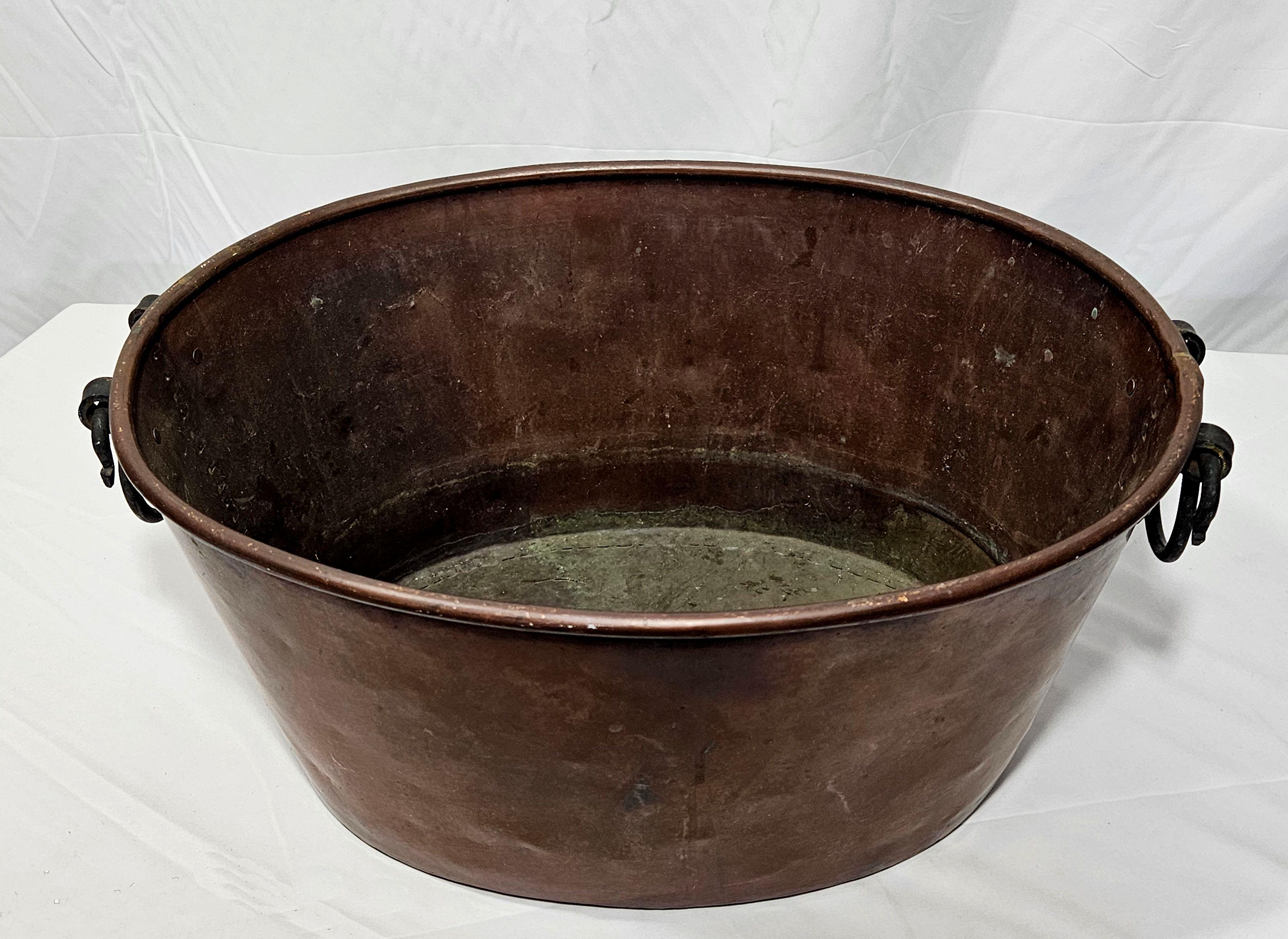 19th Century 3 Antique Heavy Solid Hammered Copper Buckets