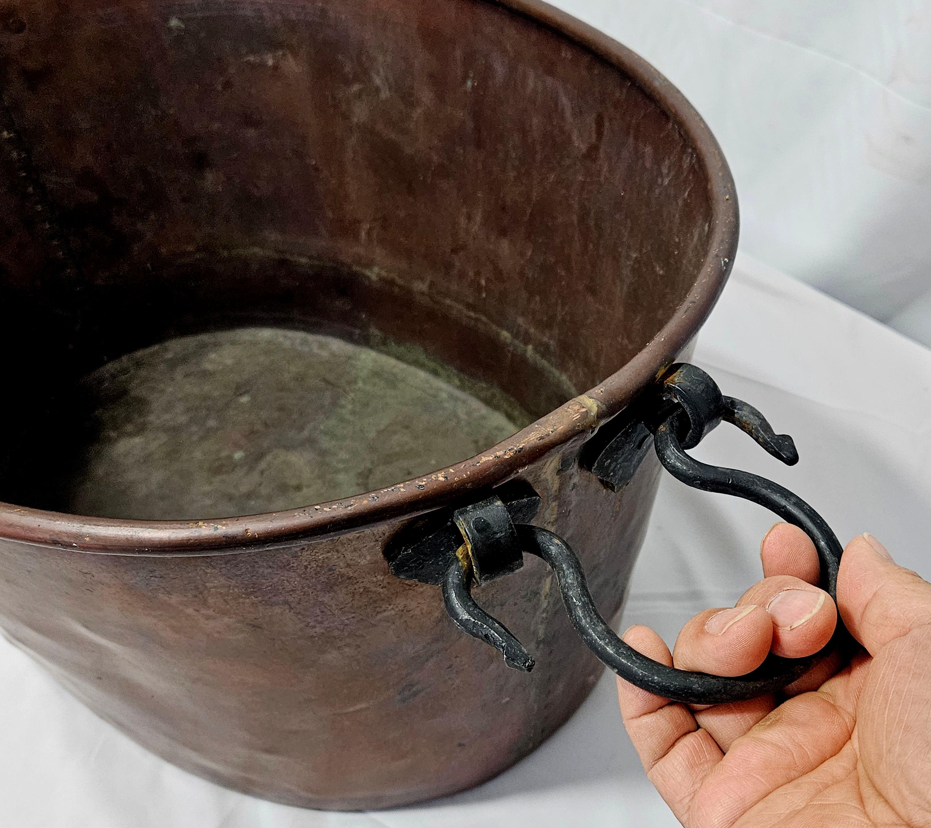 3 Antique Heavy Solid Hammered Copper Buckets 1