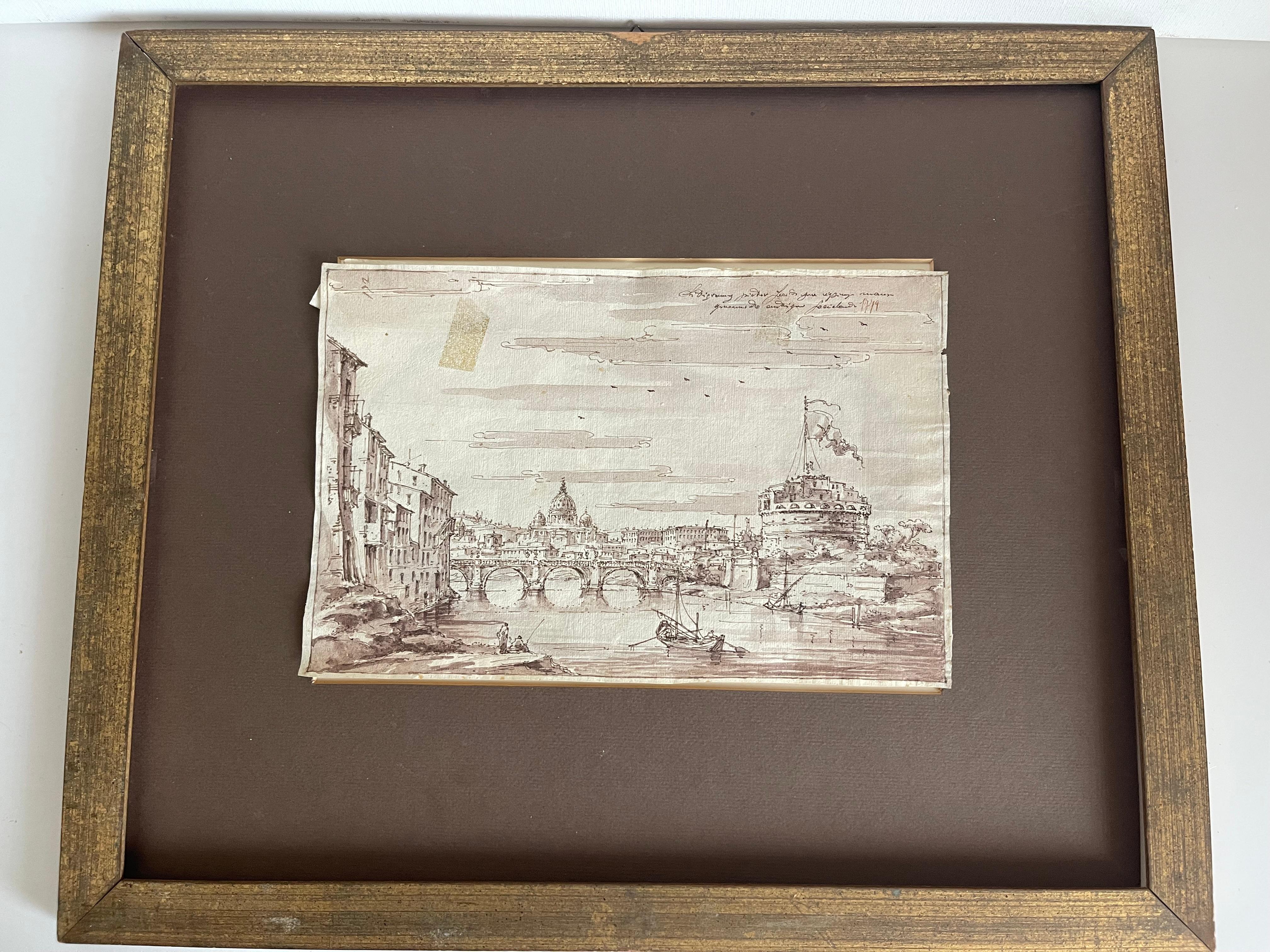 3 Antique Italian Views of Venice Drawings 1778 For Sale 4