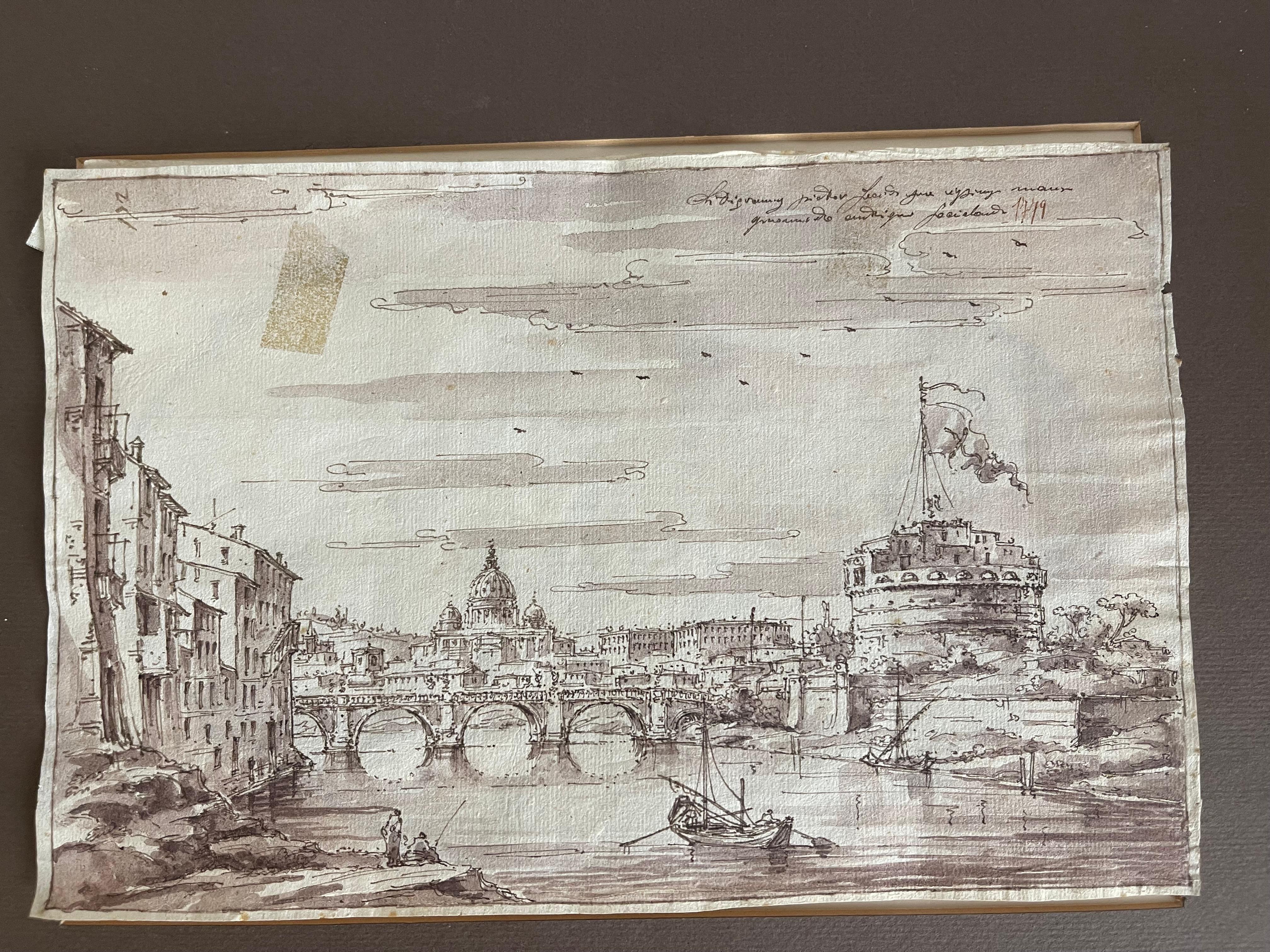 3 Antique Italian Views of Venice Drawings 1778 For Sale 5