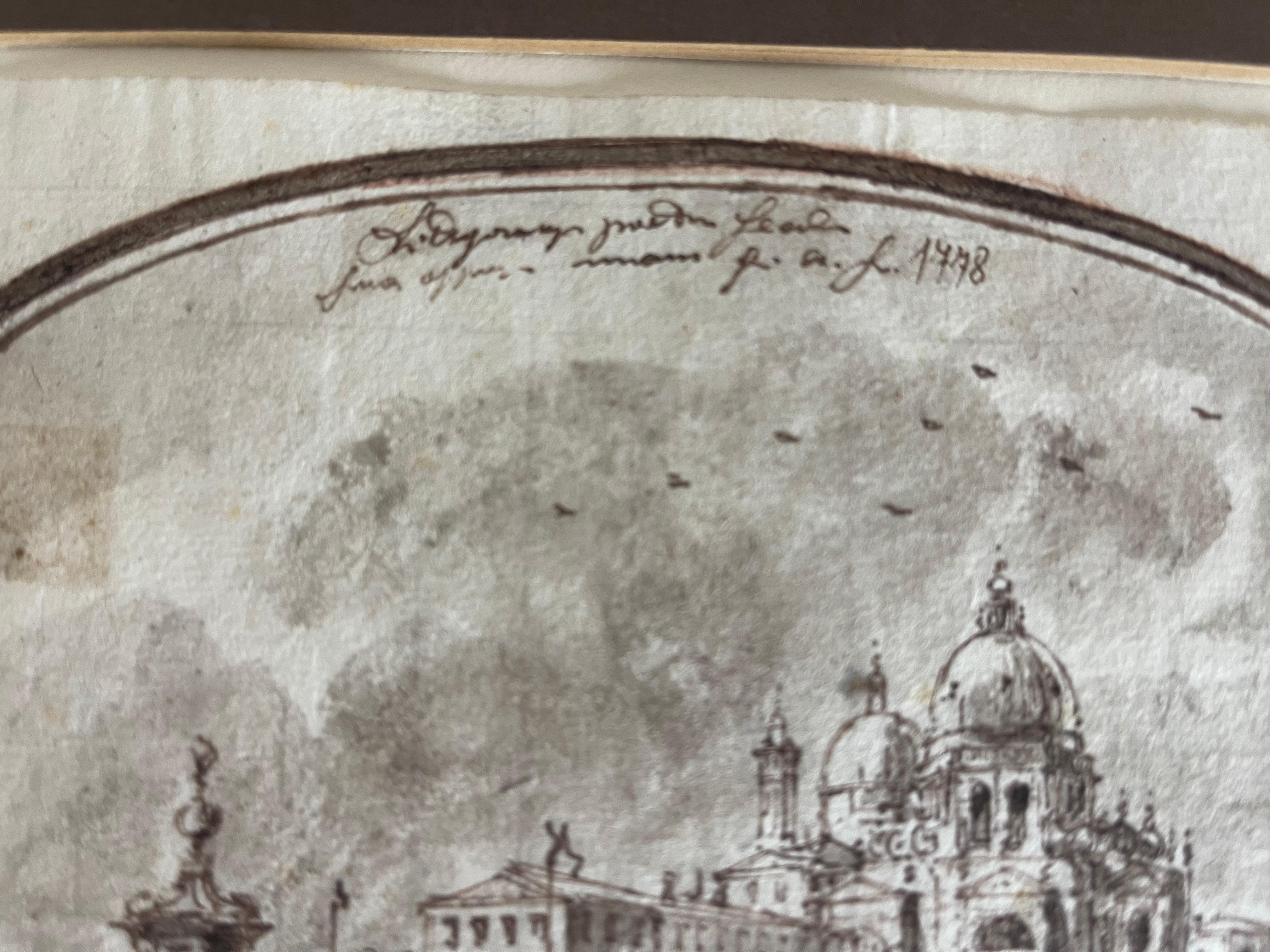 3 Antique Italian Views of Venice Drawings 1778 In Good Condition For Sale In Boca Raton, FL