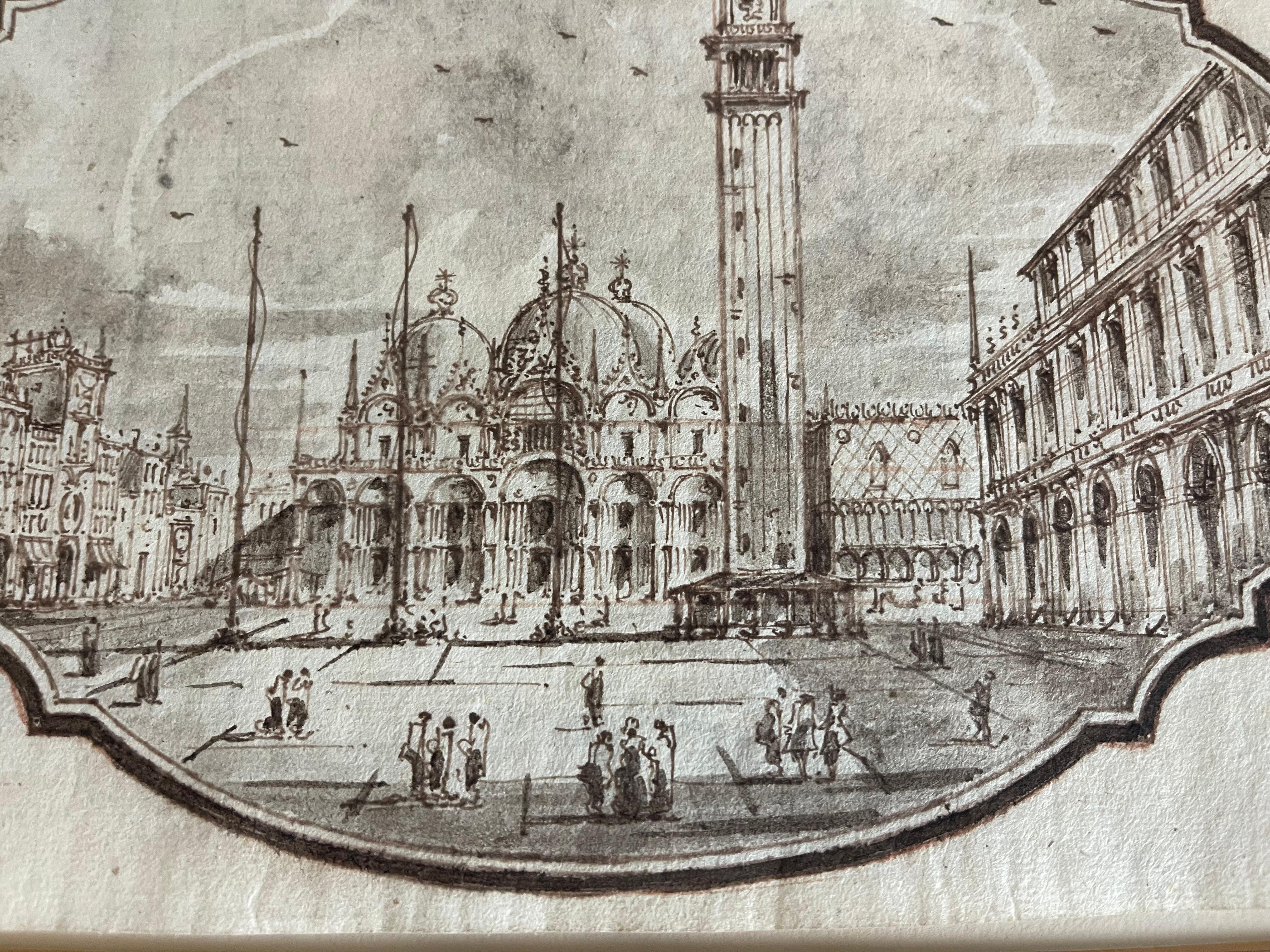 3 Antique Italian Views of Venice Drawings 1778 For Sale 1