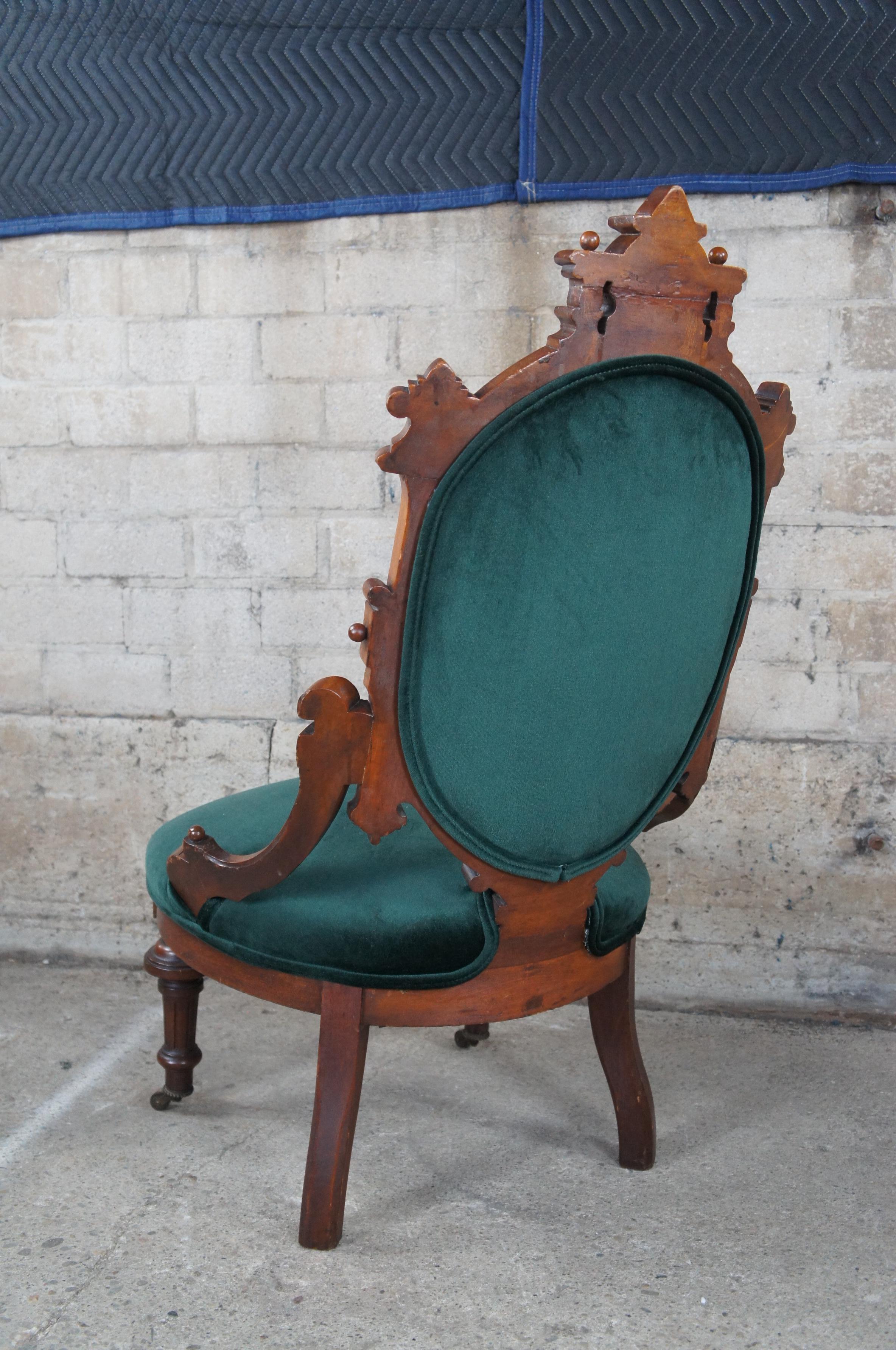 3 Antique Renaissance Revival Walnut Burl Carved Balloon Back Parlor Side Chairs 5