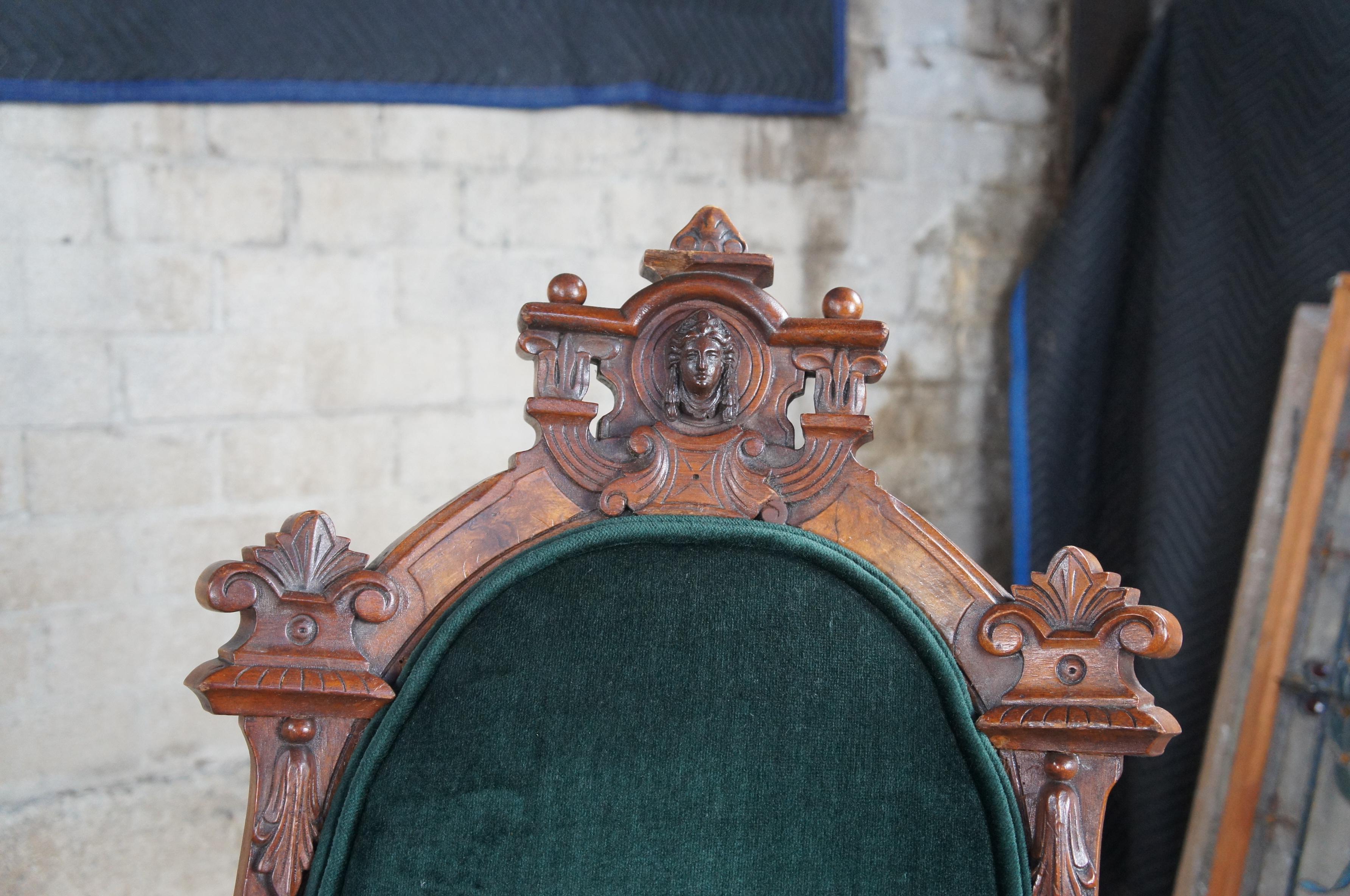 3 Antique Renaissance Revival Walnut Burl Carved Balloon Back Parlor Side Chairs 6