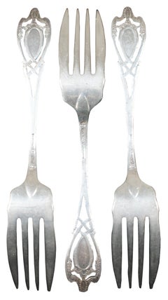 3 Antique Rogers Lunt Bowlen RLB Sterling Silver Salad Forks Monticello 1908