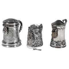 3 Antique Silver Money Boxes, Piggy Banks, Austria-Hungary & Germany, 19th Cent.