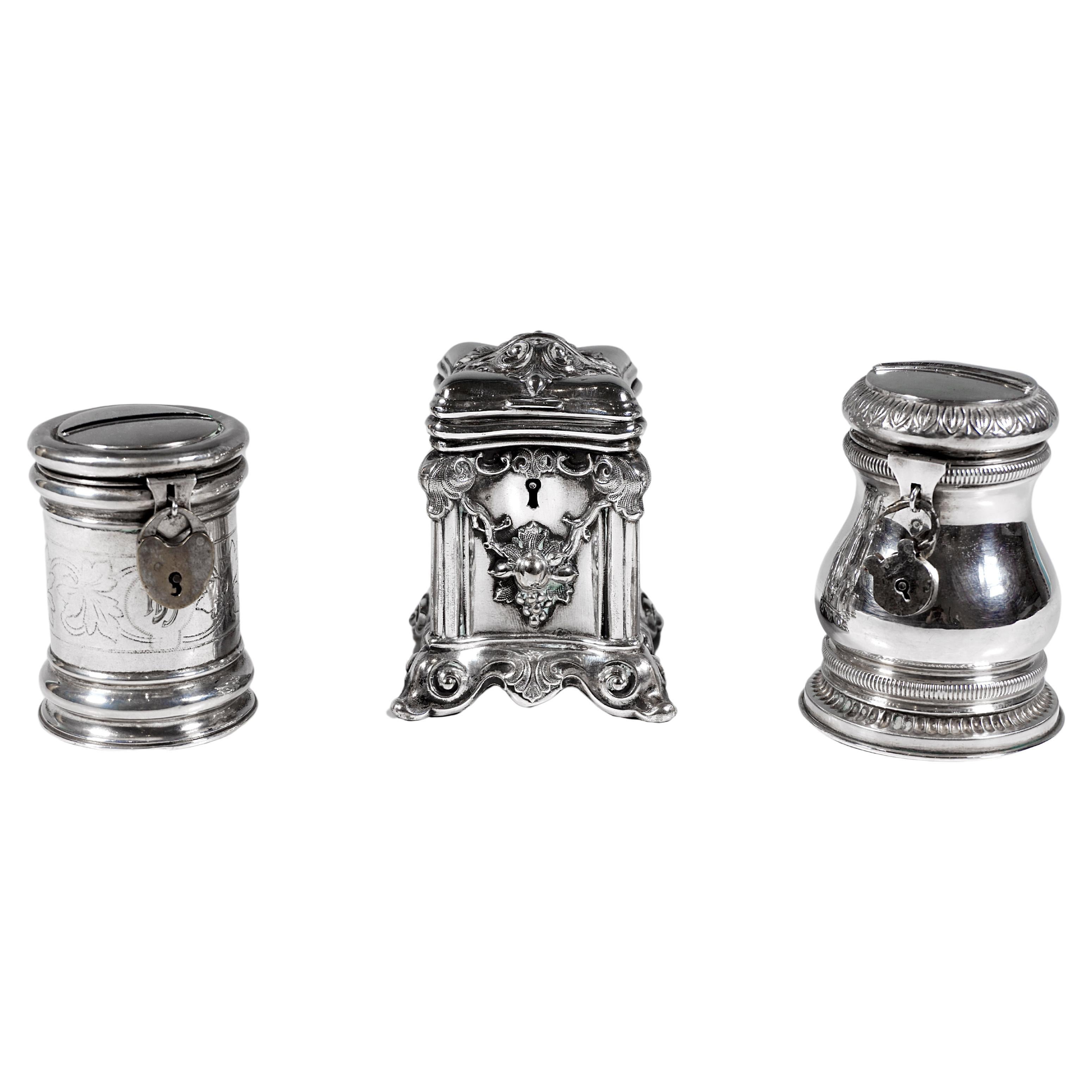 3 Antique Silver Money Boxes, Piggy Banks, Austria-Hungary & Germany, 19th Cent.