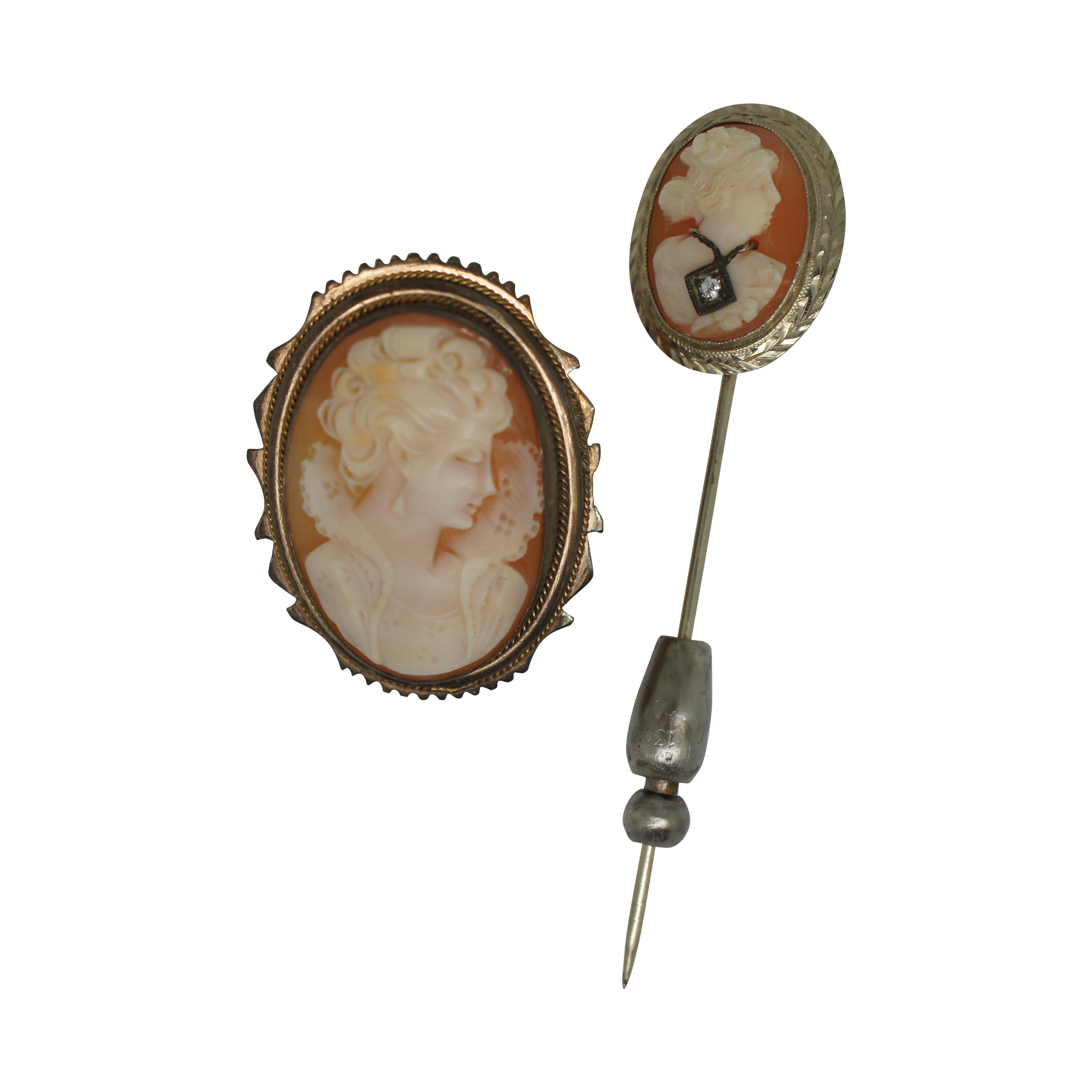 antique cameo brooch pin