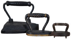 3 Antique Victorian Cast Iron Sad Flat Press Laundry Cloth Irons Trivet