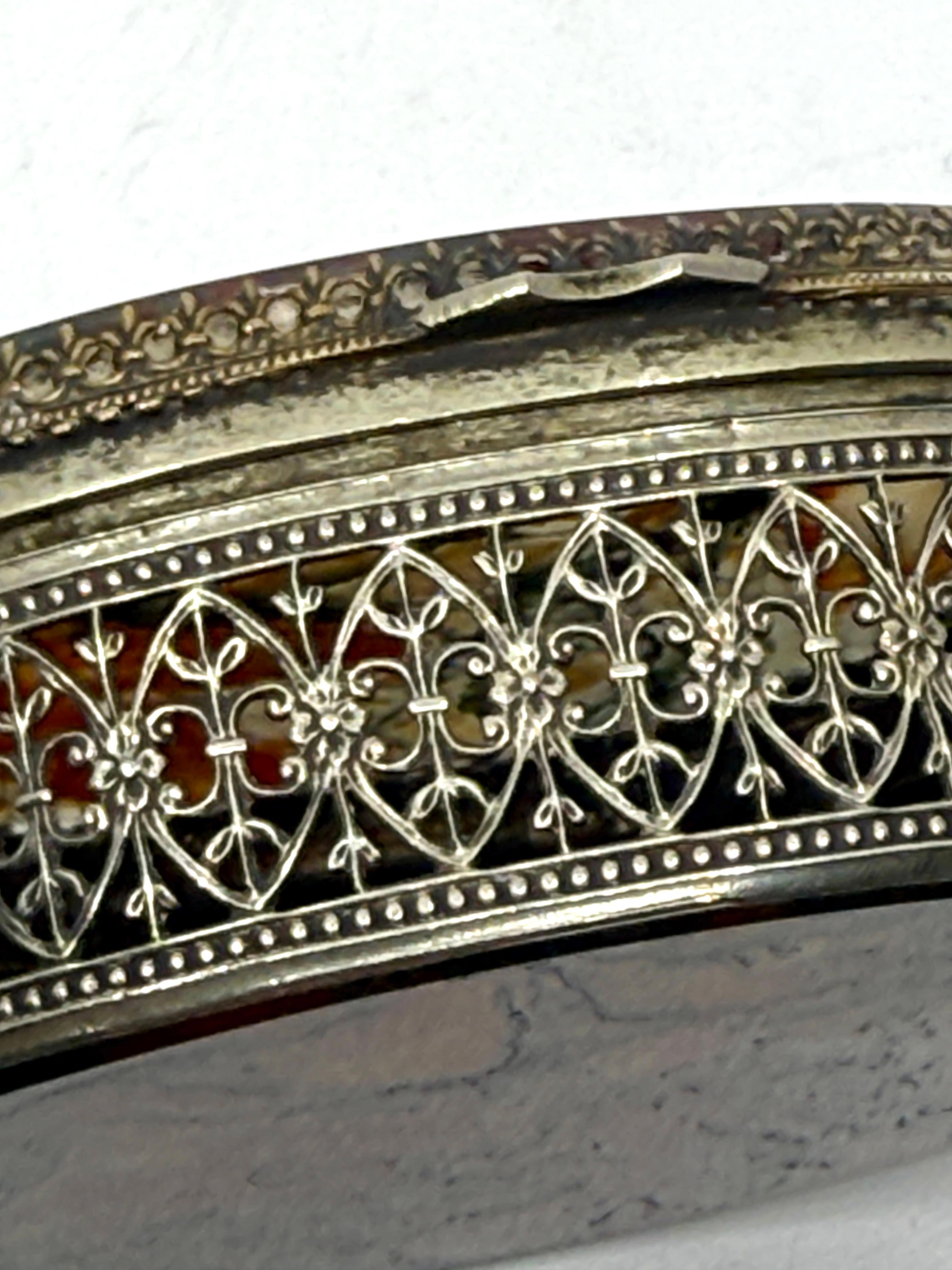 3 tabatières ou boîtes à bibelots anciennes de style victorien avec bandes et agate moussue en vente 8