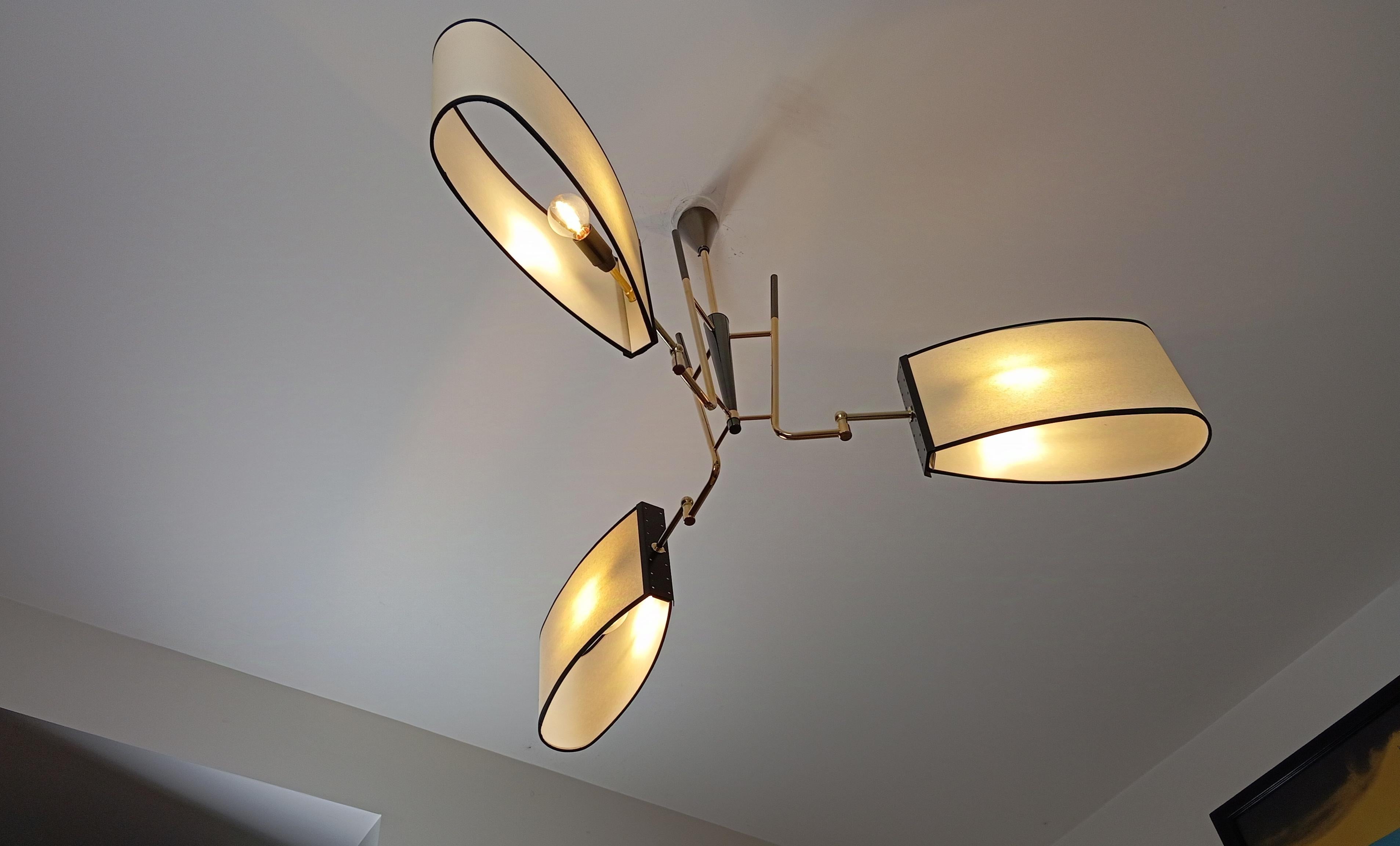 Lampadario a 3 bracci, Maison Lunel circa 1950 in vendita 9