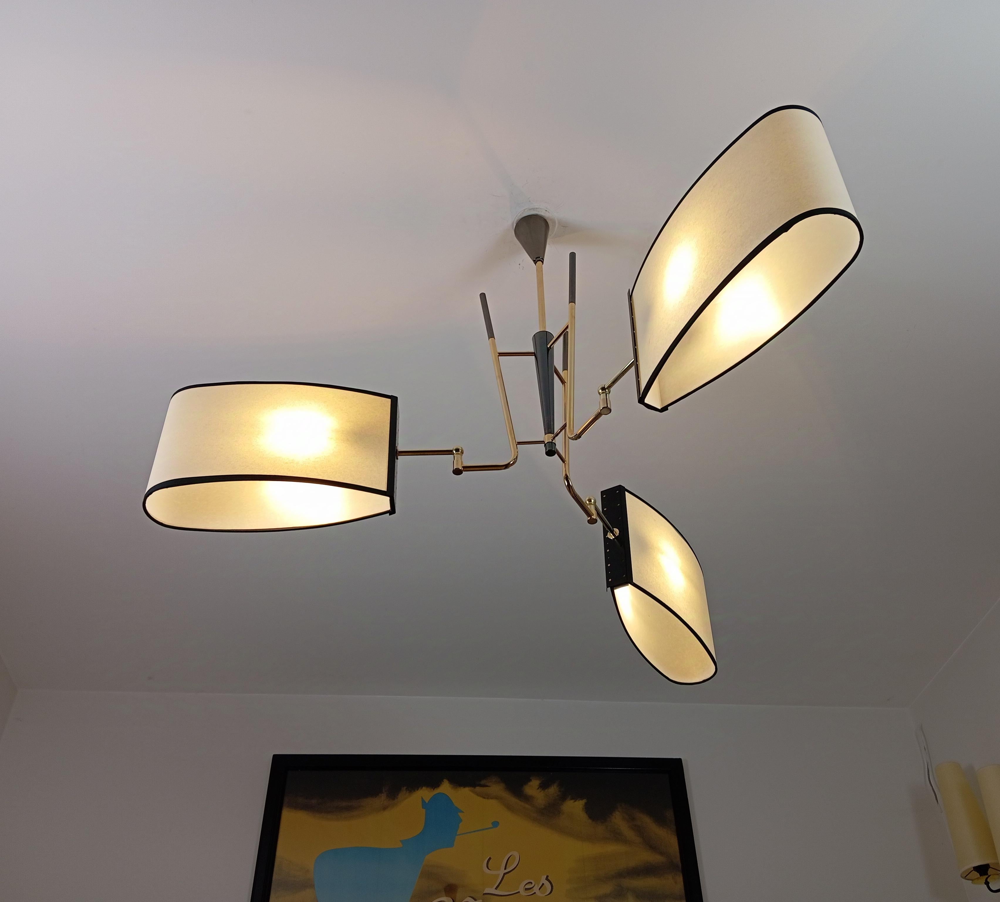 Lampadario a 3 bracci, Maison Lunel circa 1950 in vendita 12