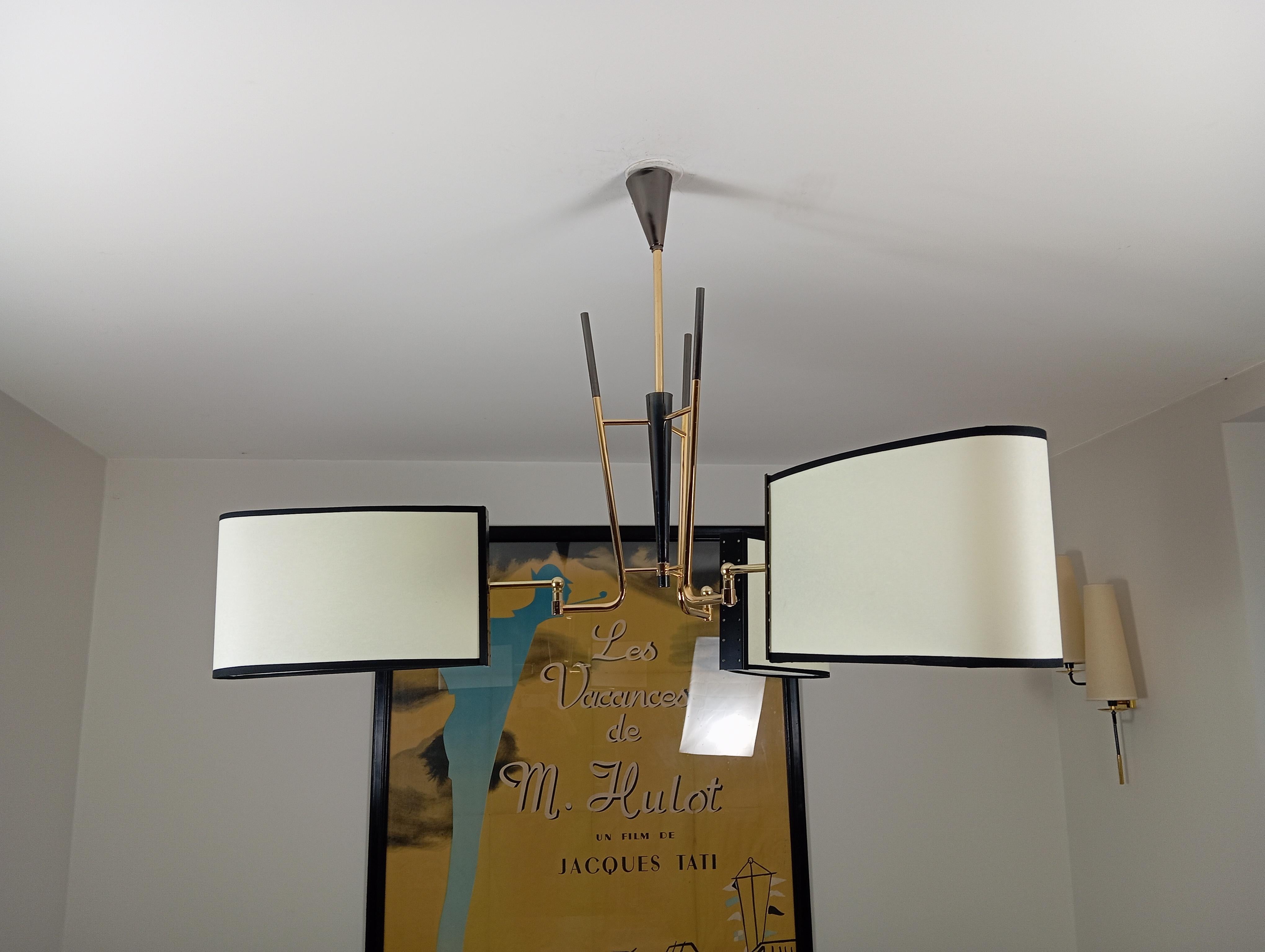 Mid-Century moderno Lampadario a 3 bracci, Maison Lunel circa 1950 in vendita