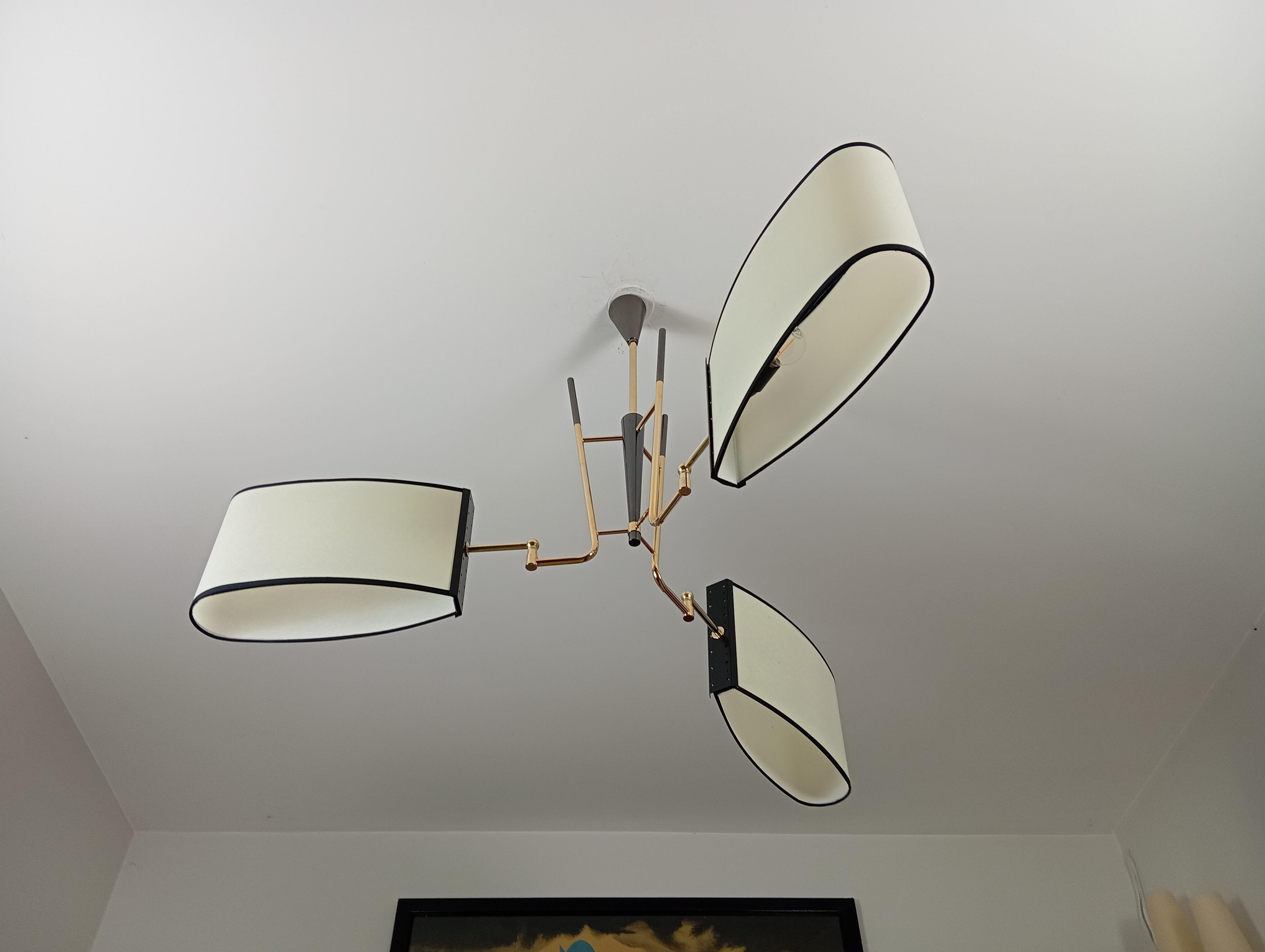 Lampadario a 3 bracci, Maison Lunel circa 1950 In condizioni ottime in vendita a Saint-Ouen, FR
