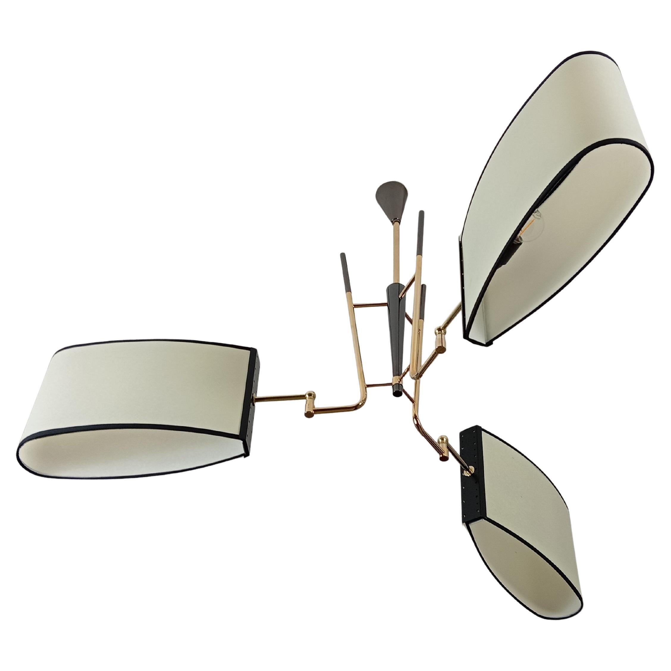 3-arm chandelier, Maison Lunel circa 1950