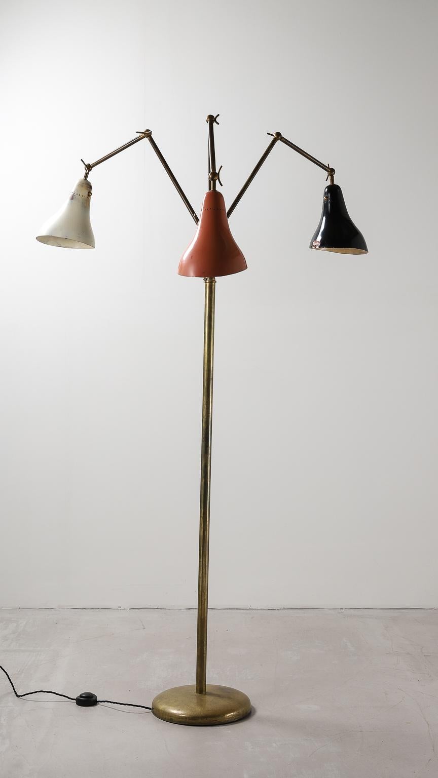 Italian 3-Arm Floor Lamp by Stilnovo 1950s