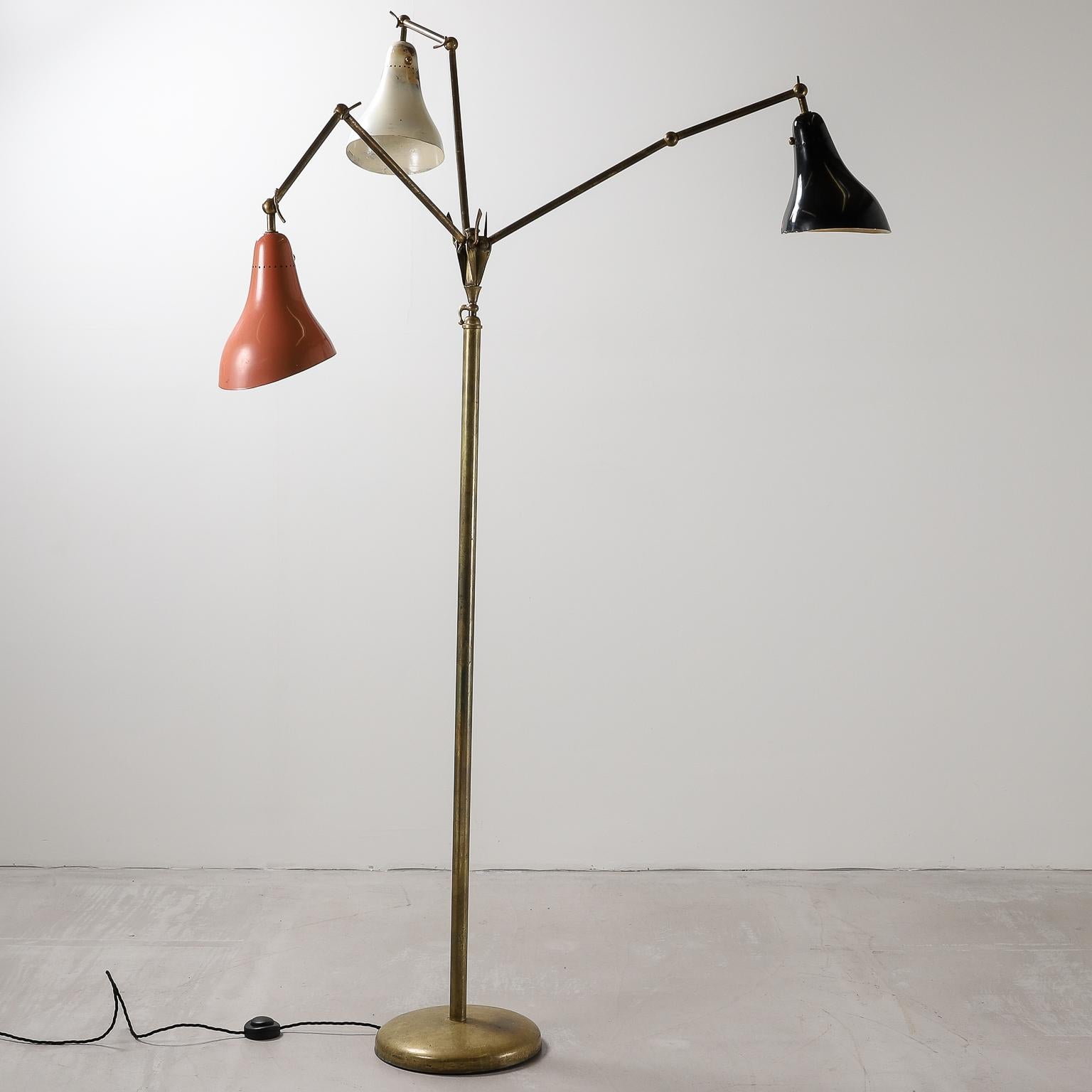 Mid-20th Century 3-Arm Floor Lamp by Stilnovo 1950s