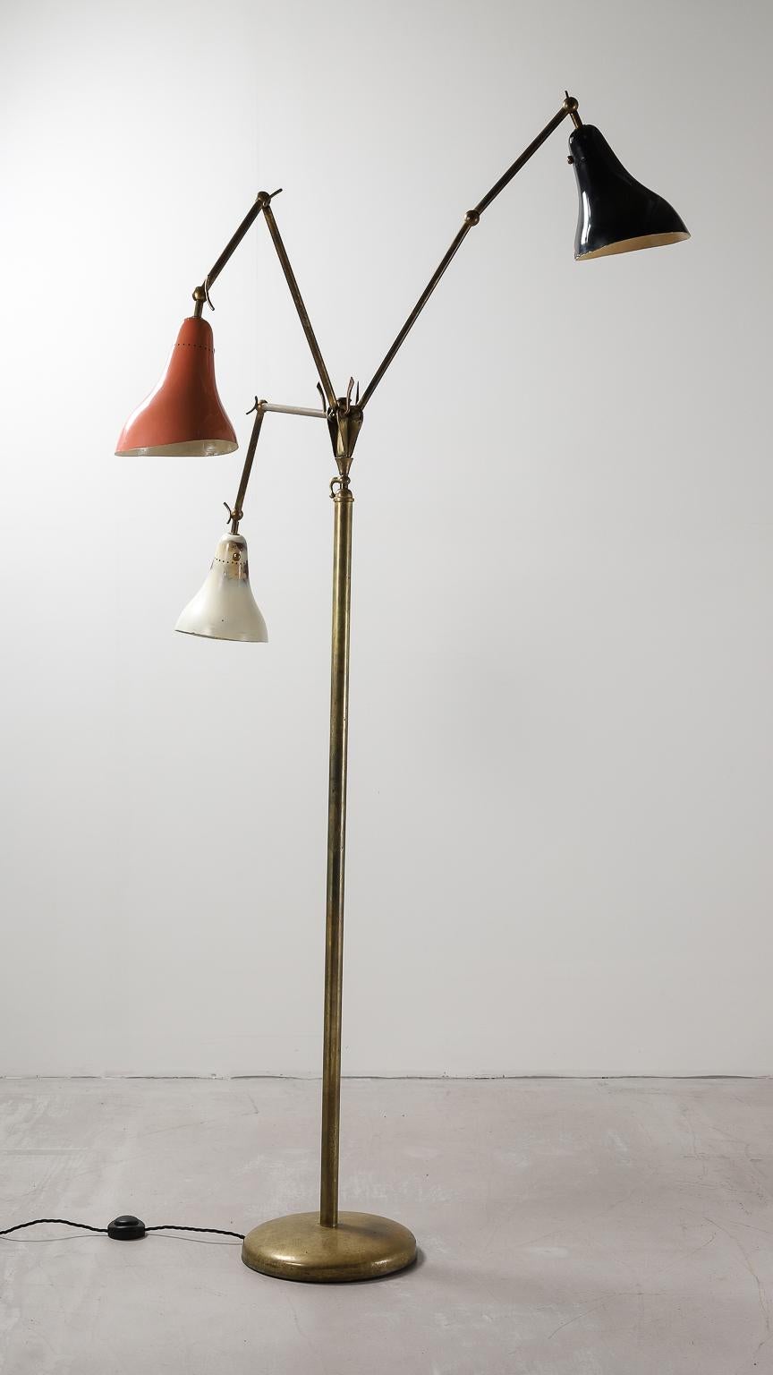 Paint 3-Arm Floor Lamp by Stilnovo 1950s