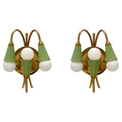 3 Arm Green Botanical Sconces