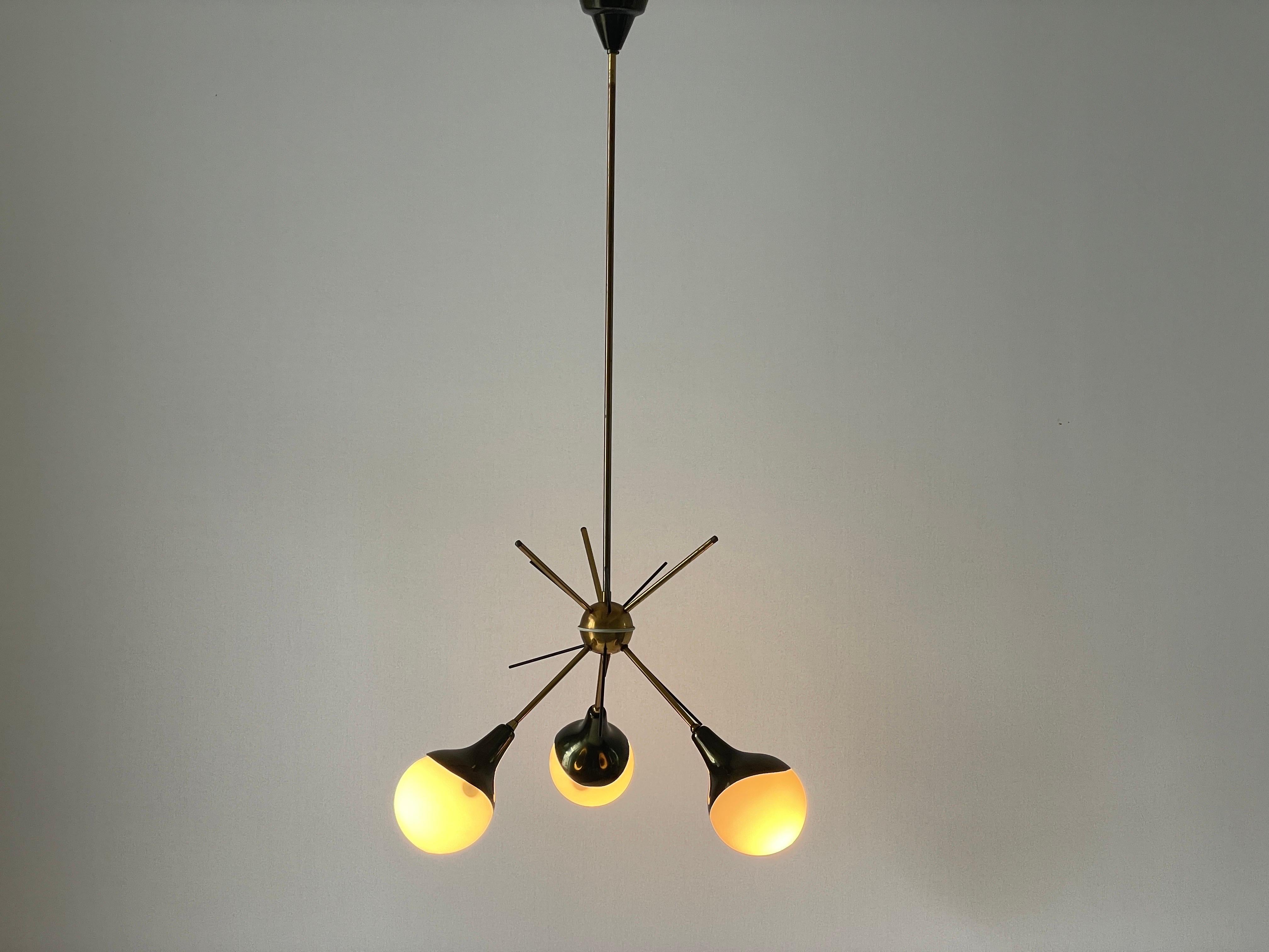 3-armed Ball Glass Orbit Design Ceiling Lamp, Attr. to Stilnovo, 1950s, Italy For Sale 6