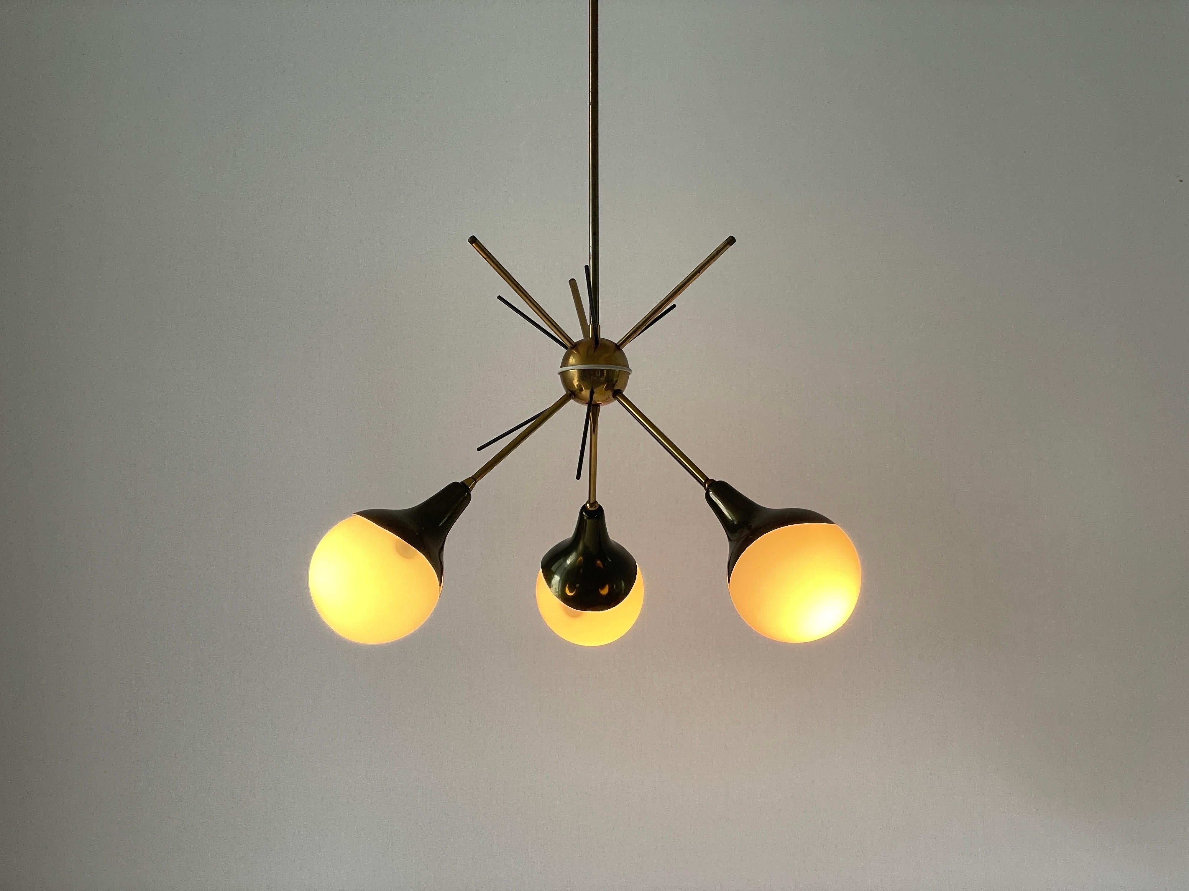 3-armed Ball Glass Orbit Design Ceiling Lamp, Attr. to Stilnovo, 1950s, Italy For Sale 7