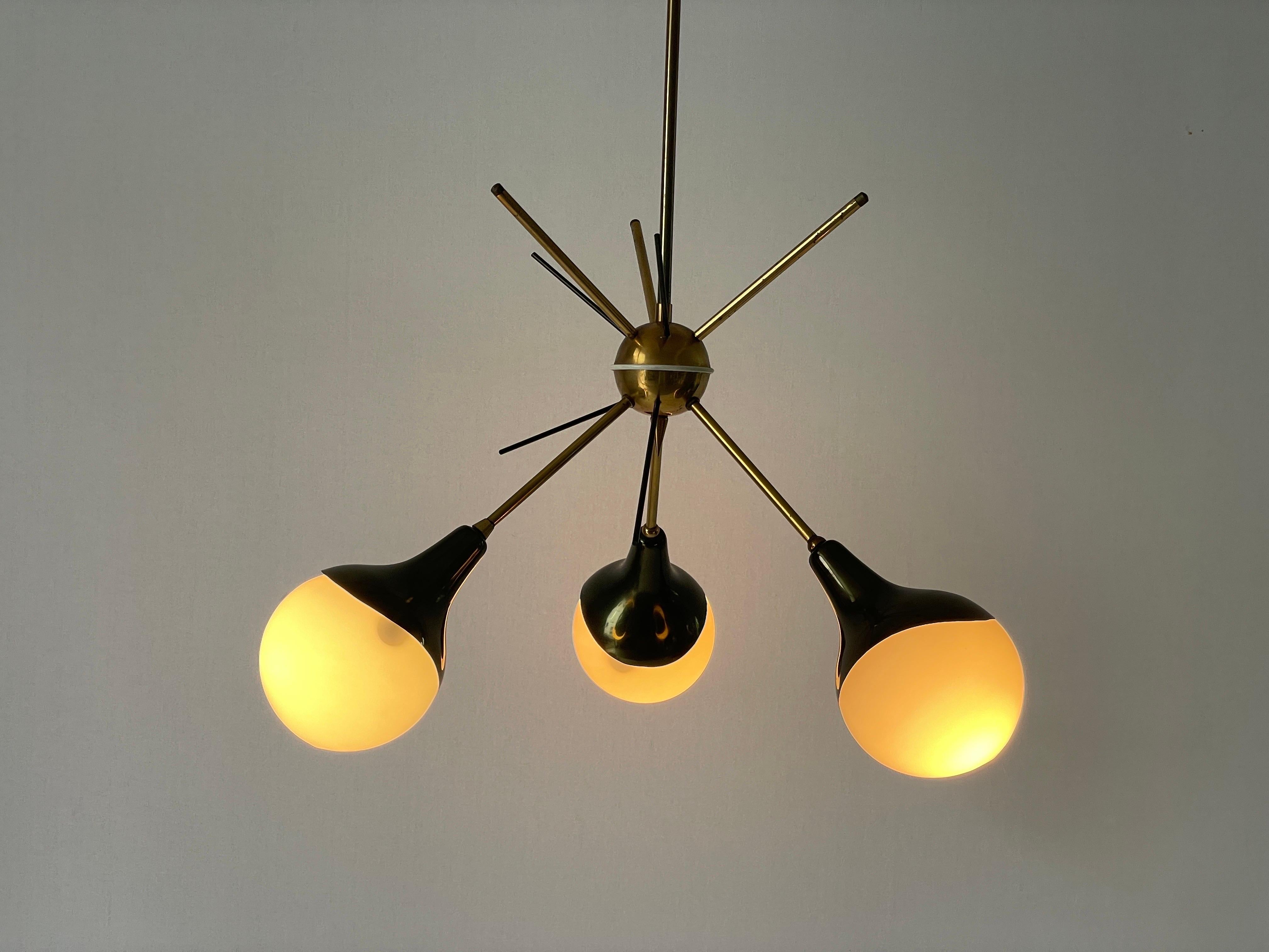 3-armed Ball Glass Orbit Design Ceiling Lamp, Attr. to Stilnovo, 1950s, Italy For Sale 10