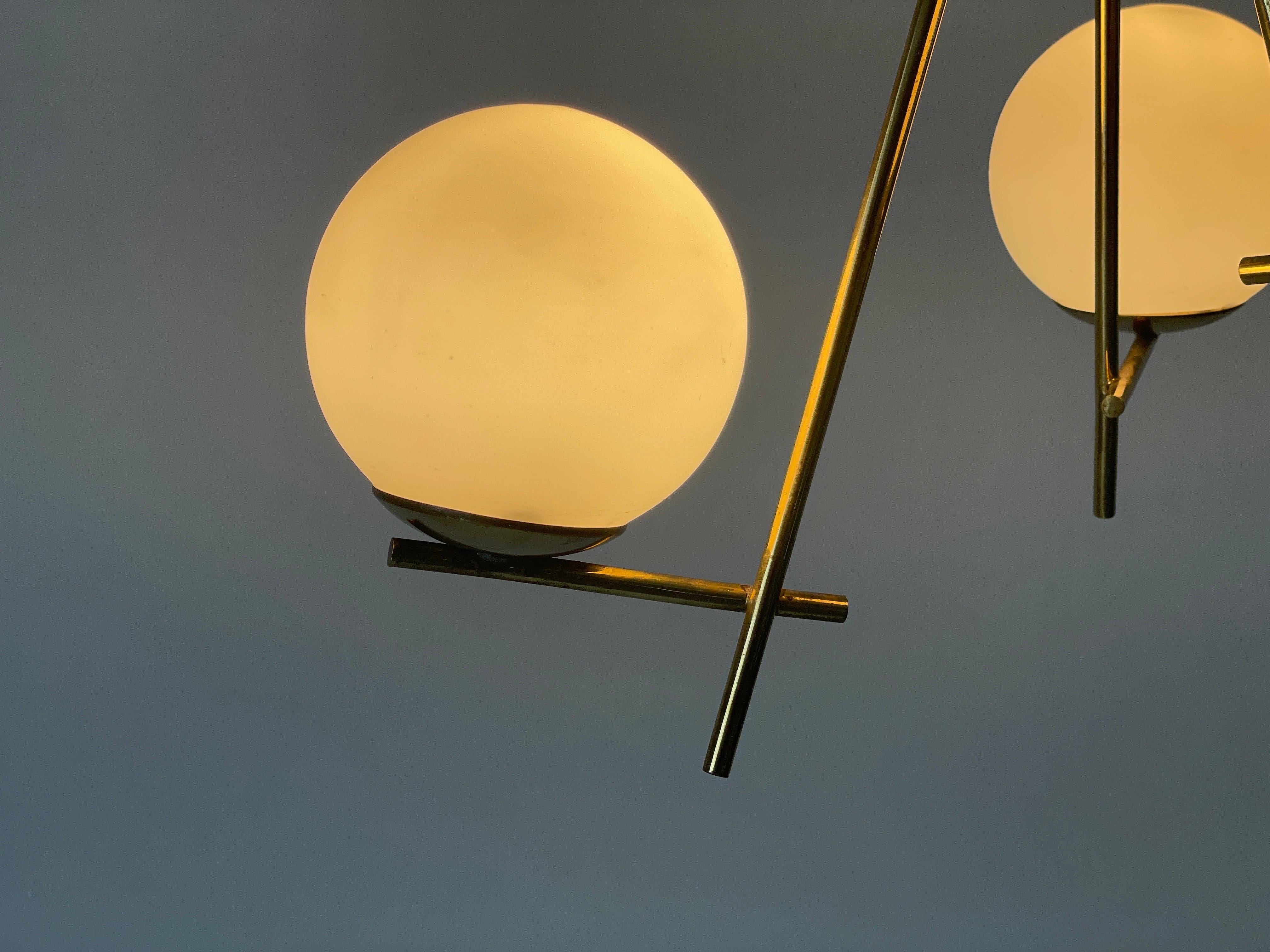 3-armed Ball Glass Orbit Design Ceiling Lamp, Attr. to Stilnovo, 1950s, Italy For Sale 10