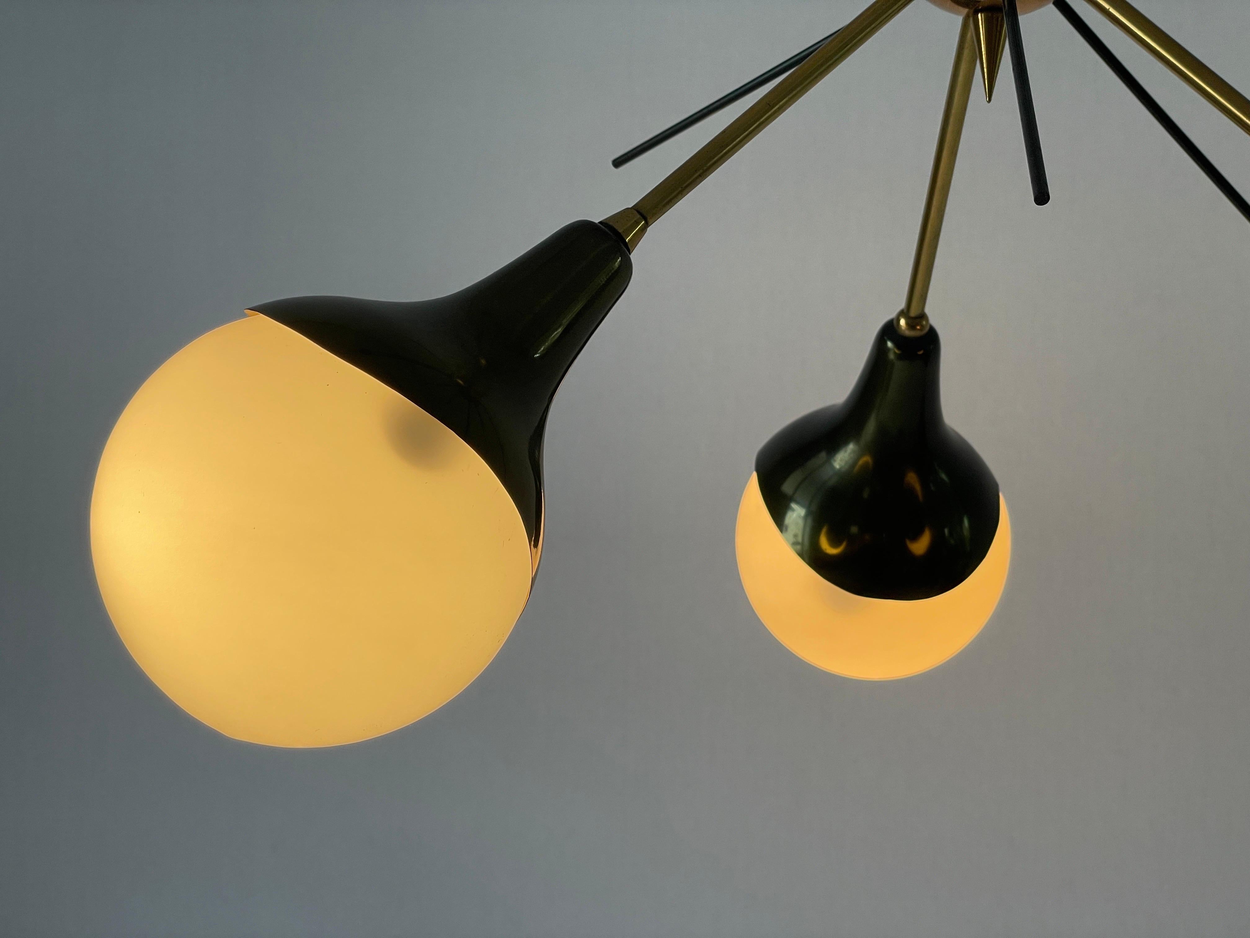 3-armed Ball Glass Orbit Design Ceiling Lamp, Attr. to Stilnovo, 1950s, Italy For Sale 11