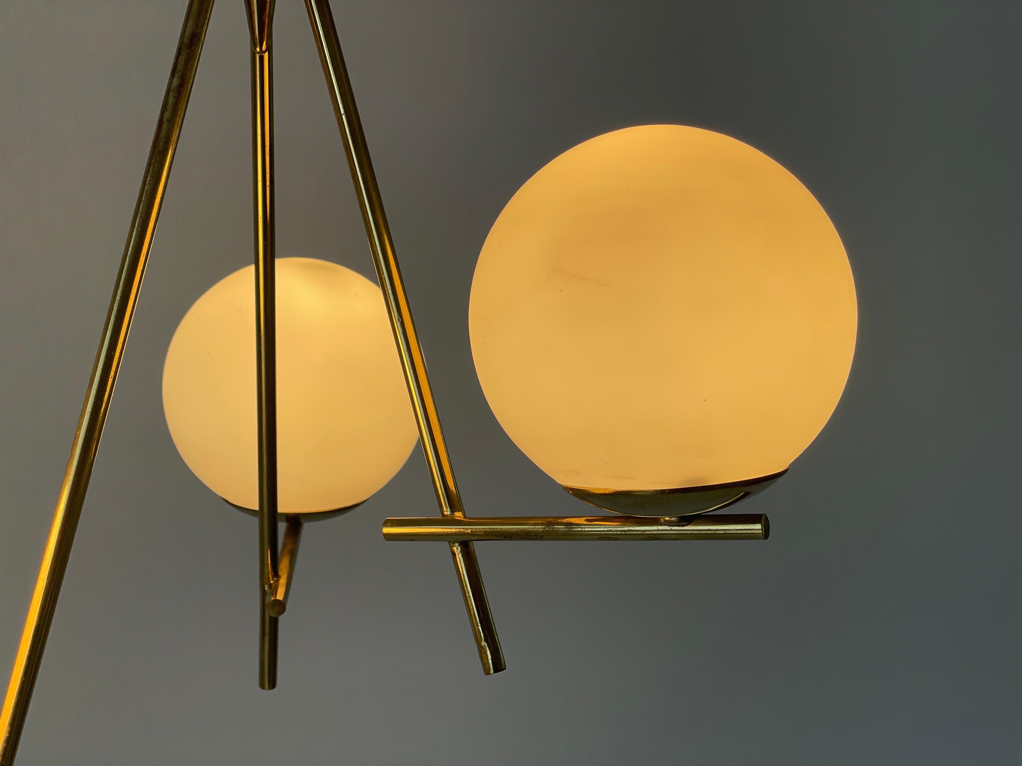 3-armed Ball Glass Orbit Design Ceiling Lamp, Attr. to Stilnovo, 1950s, Italy For Sale 12