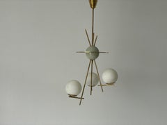 3-armed Ball Glass Orbit Design Ceiling Lamp, Attr. to Stilnovo, 1950s, Italy