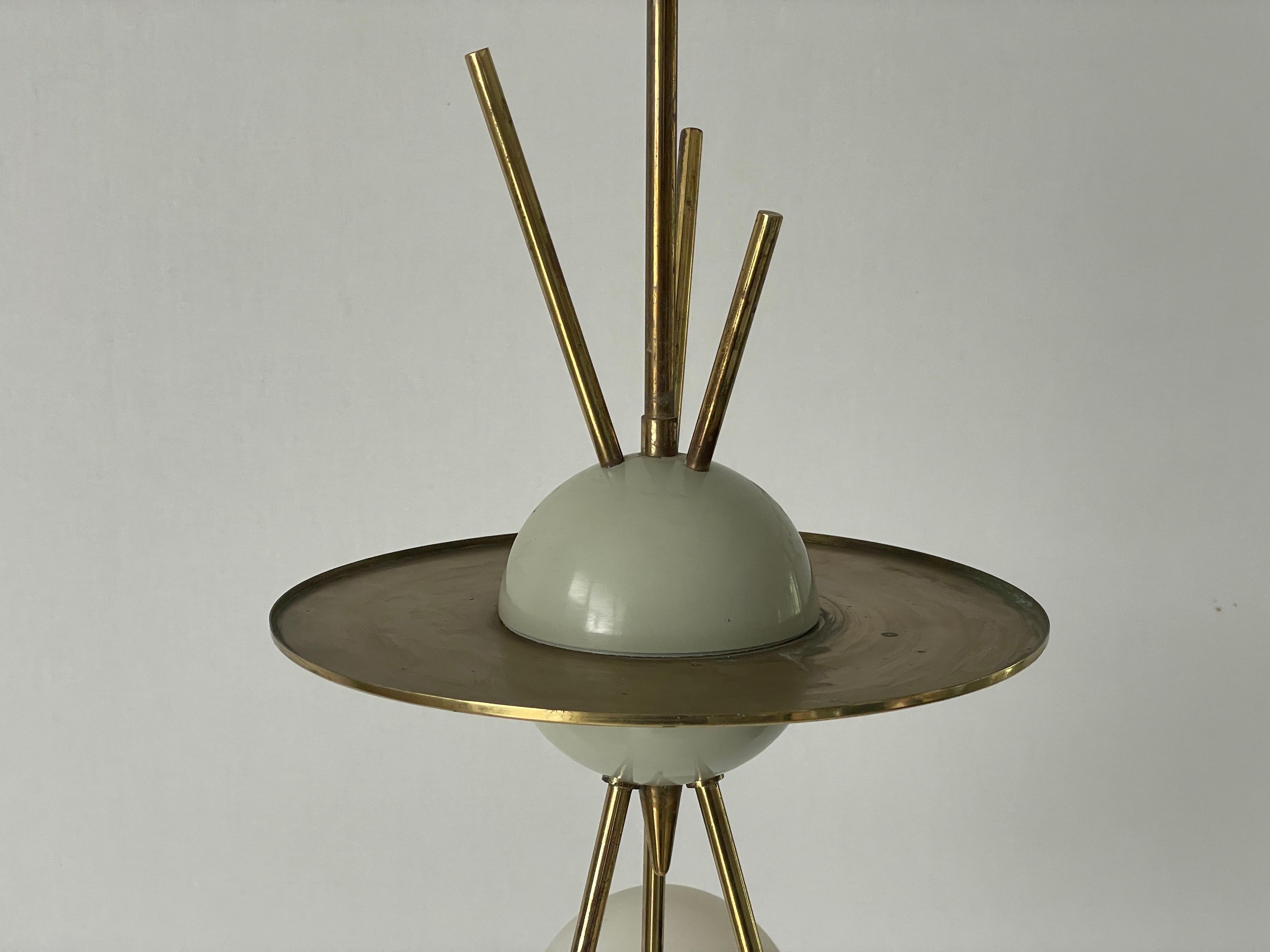 3-armed Ball Glass Orbit Design Ceiling Lamp, Attr. to Stilnovo, 1950s, Italy In Excellent Condition For Sale In Hagenbach, DE