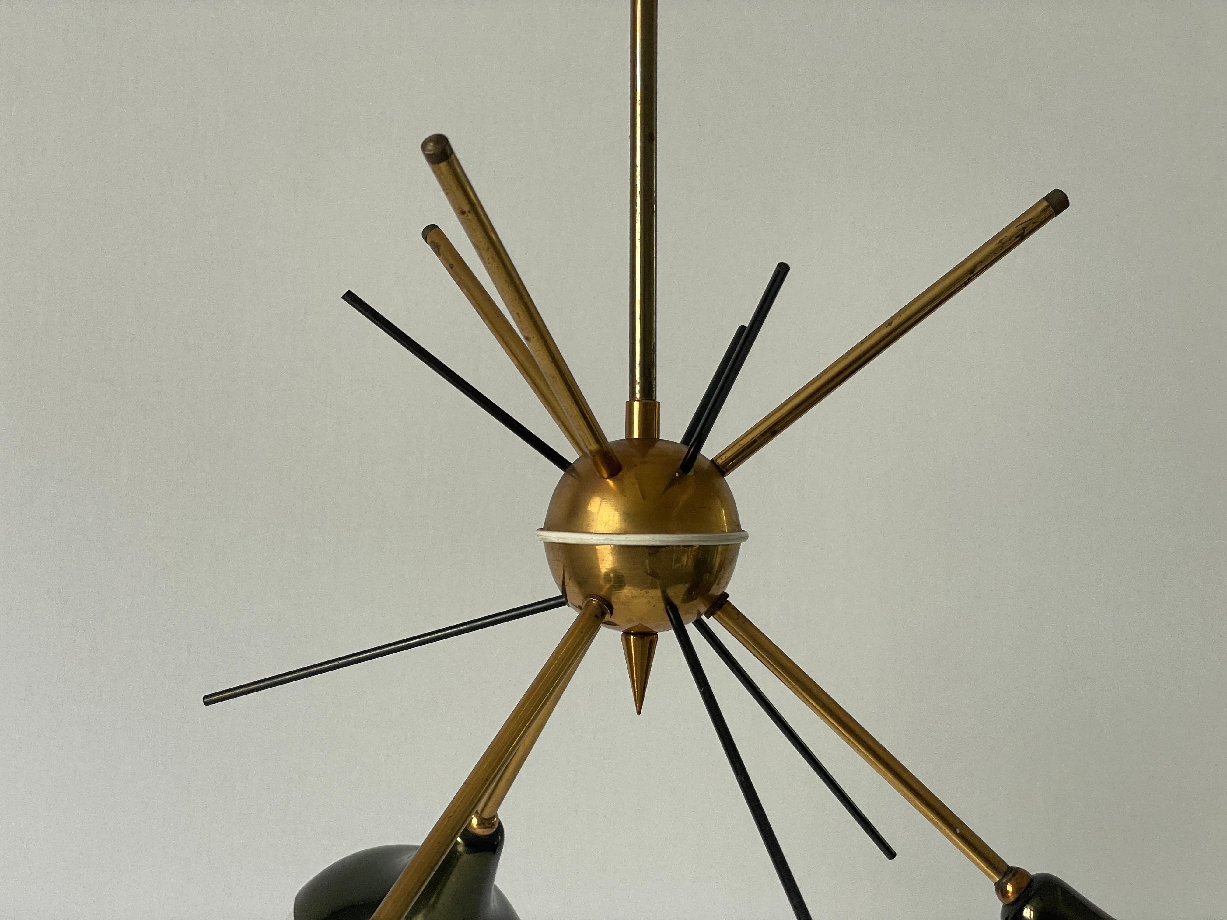 Mid-20th Century 3-armed Ball Glass Orbit Design Ceiling Lamp, Attr. to Stilnovo, 1950s, Italy For Sale