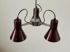 3-armed Bordeaux Space Age Ceiling Lamp, 1970s, Germany