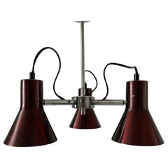 3-armed Bordeaux Space Age Ceiling Lamp, 1970s, Germany