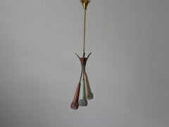 3-armed Colourful Brass Ceiling Lamp, 1960s, Germany