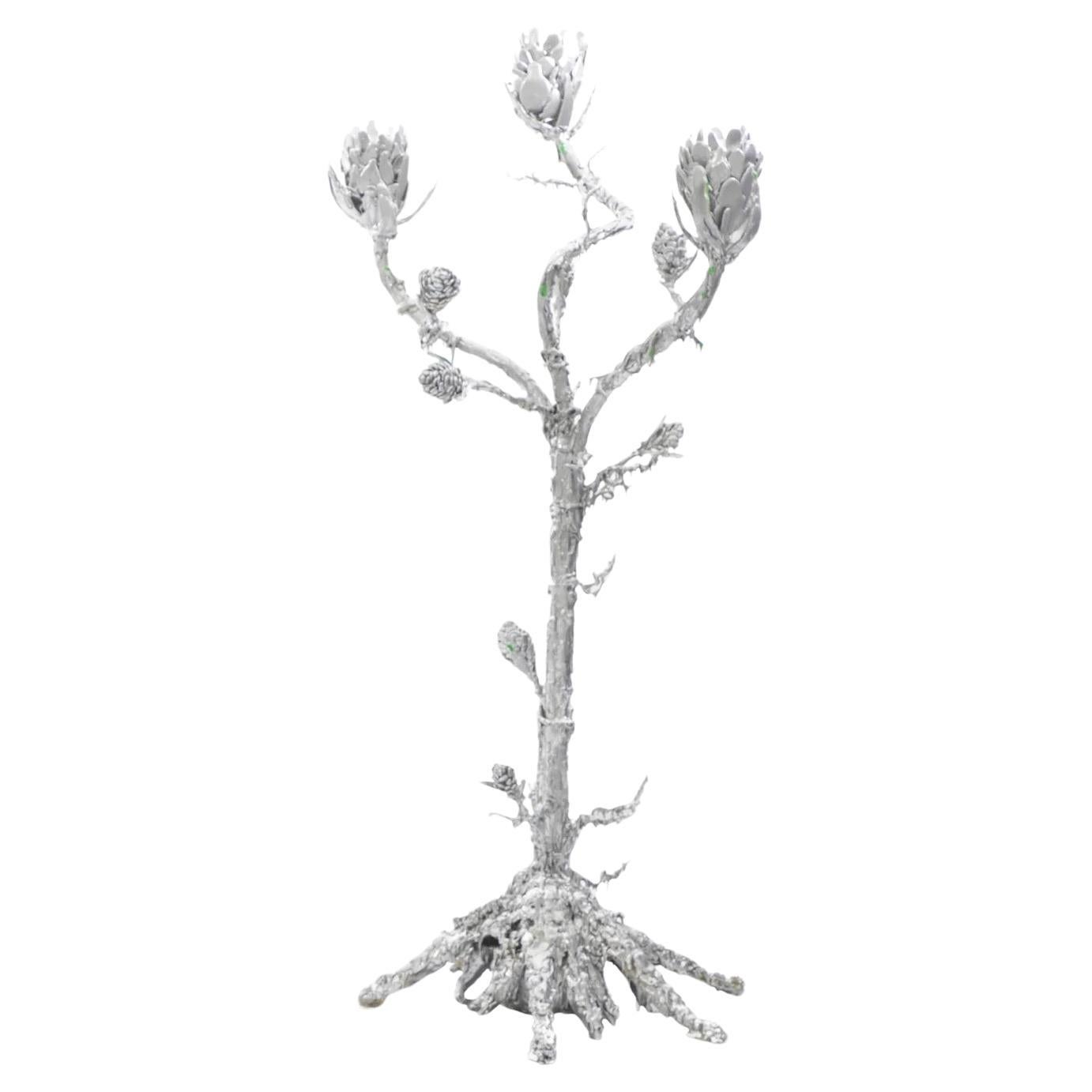 Candelabro a 3 braccia in resina e metallo cromato Earth Monsters di Roham Shamekh