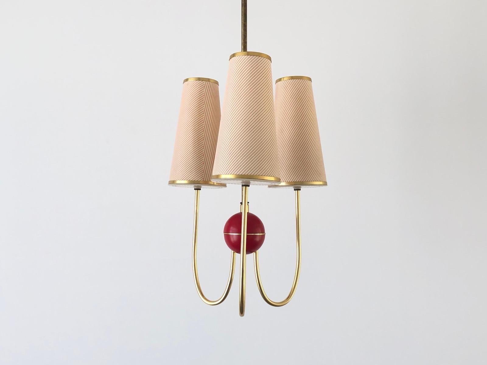3-armed Fabric and Plastic Sputnik Pendant Lamp by Erco, 1950s, Germany For Sale 4