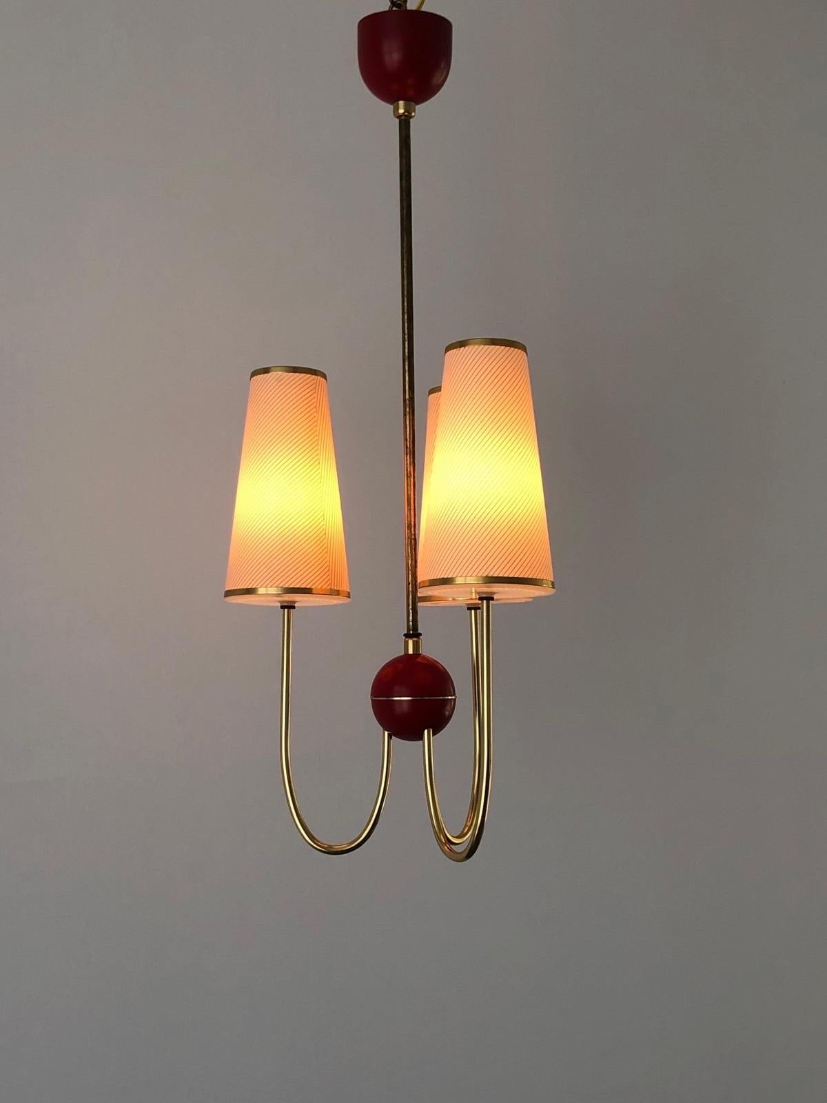 3-armed Fabric and Plastic Sputnik Pendant Lamp by Erco, 1950s, Germany For Sale 5
