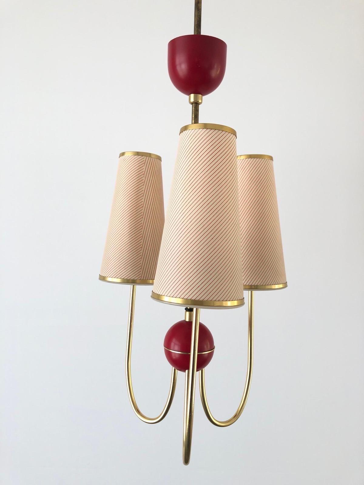 3-armed Fabric and Plastic Sputnik Pendant Lamp by Erco, 1950s, Germany For Sale 6