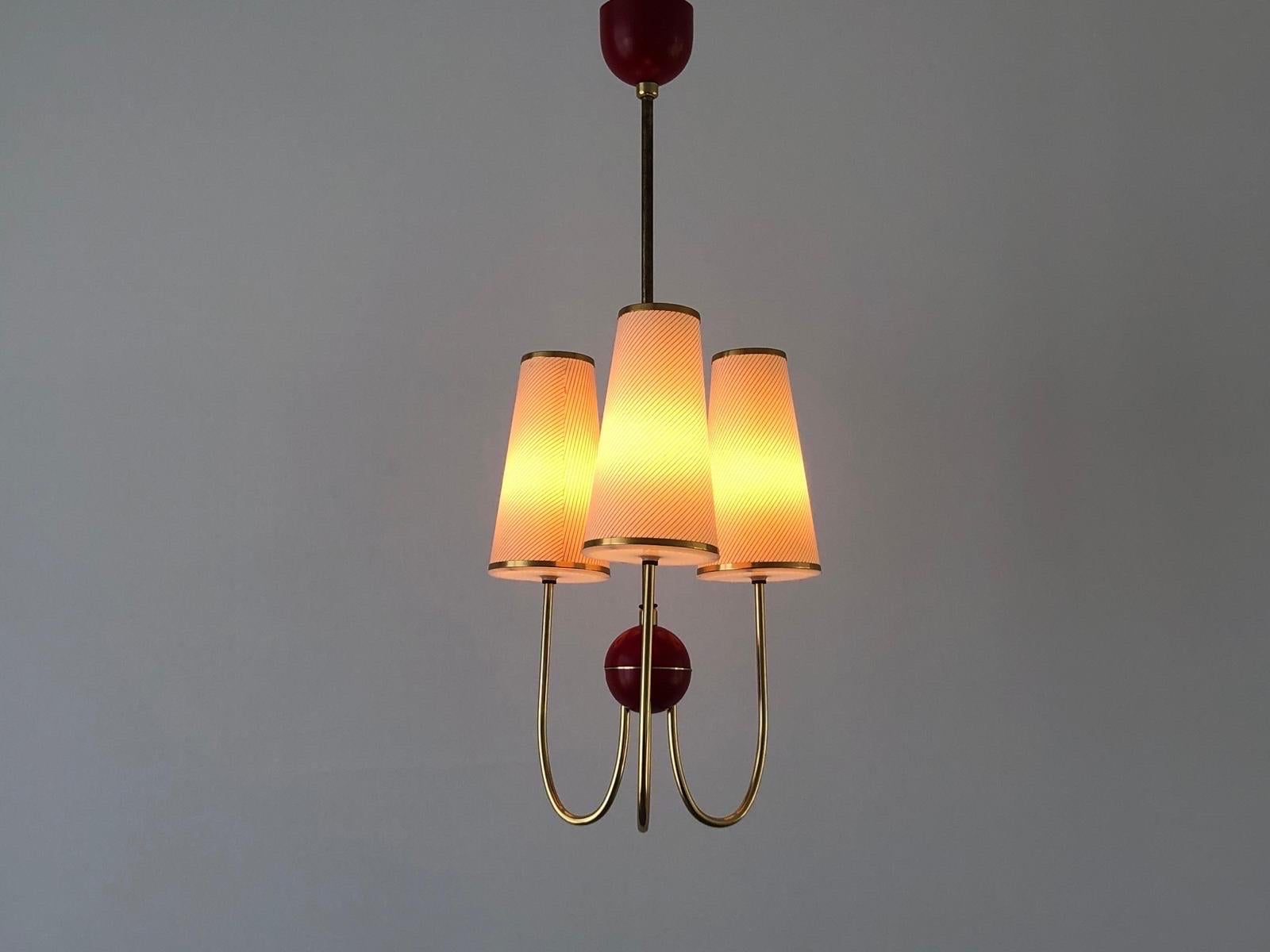 3-armed Fabric and Plastic Sputnik Pendant Lamp by Erco, 1950s, Germany For Sale 1