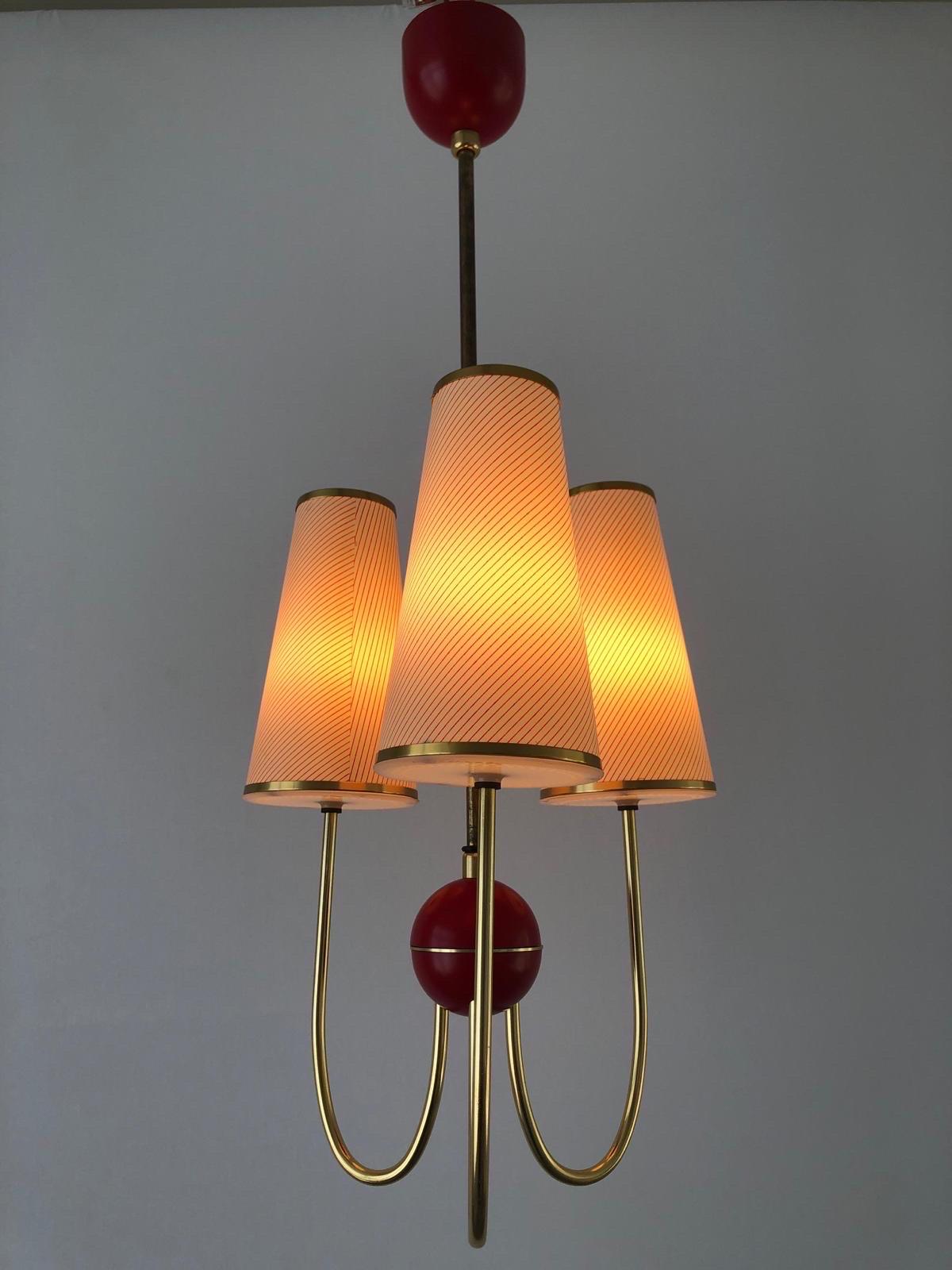 3-armed Fabric and Plastic Sputnik Pendant Lamp by Erco, 1950s, Germany For Sale 2
