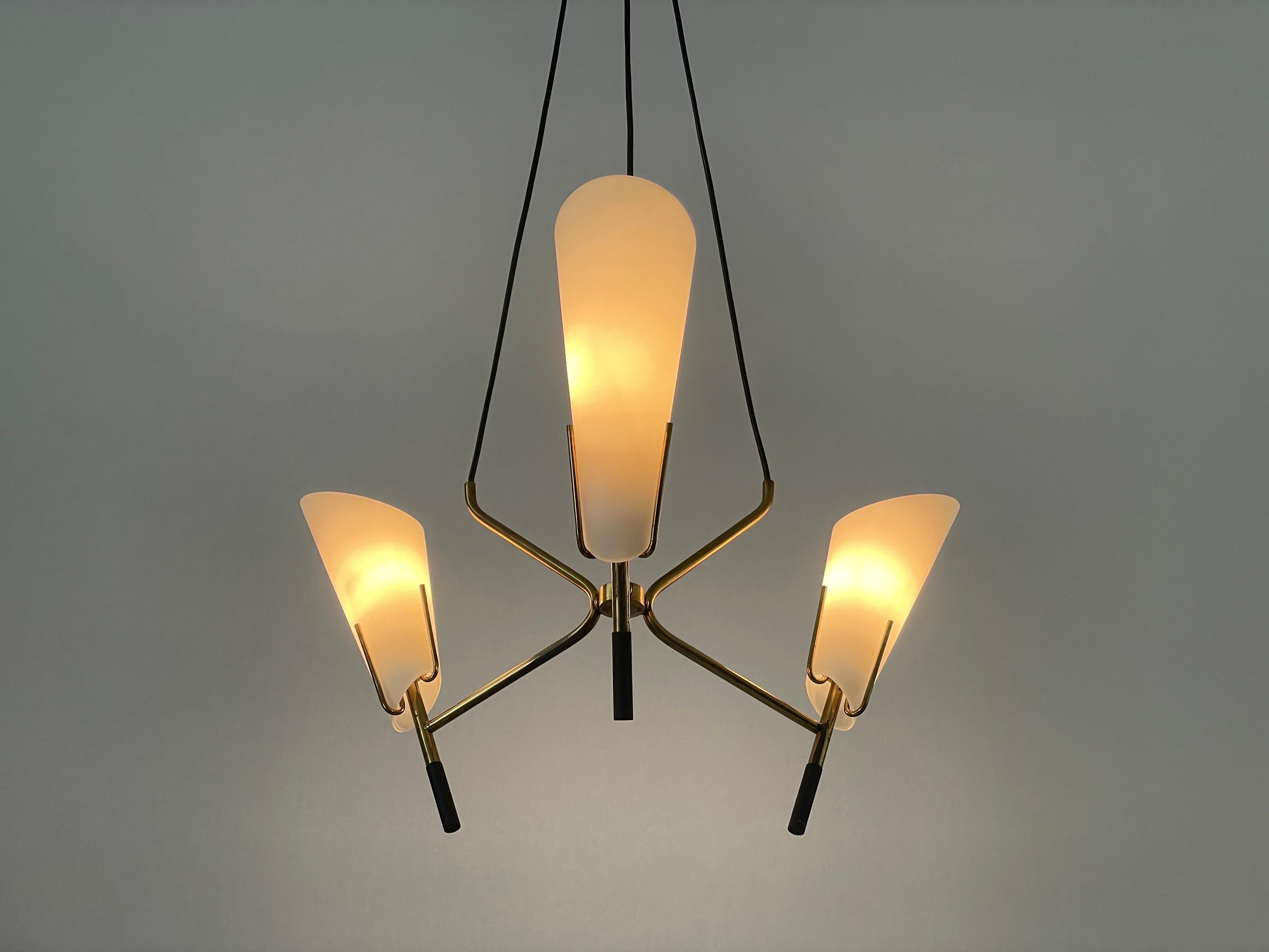 3- Lampe pendante en verre armé et laiton, années 1960, Italie en vente 3