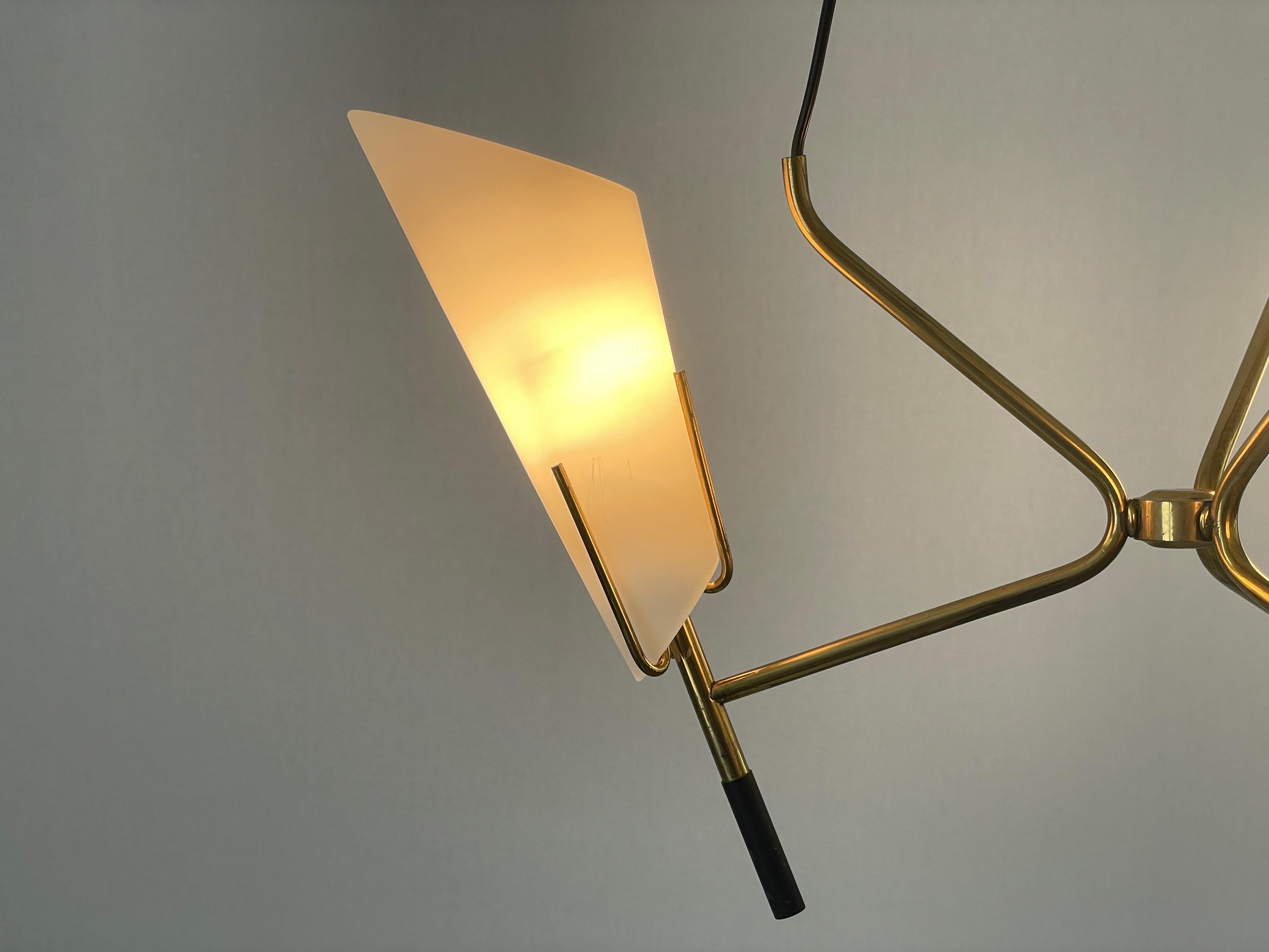 3- Lampe pendante en verre armé et laiton, années 1960, Italie en vente 6