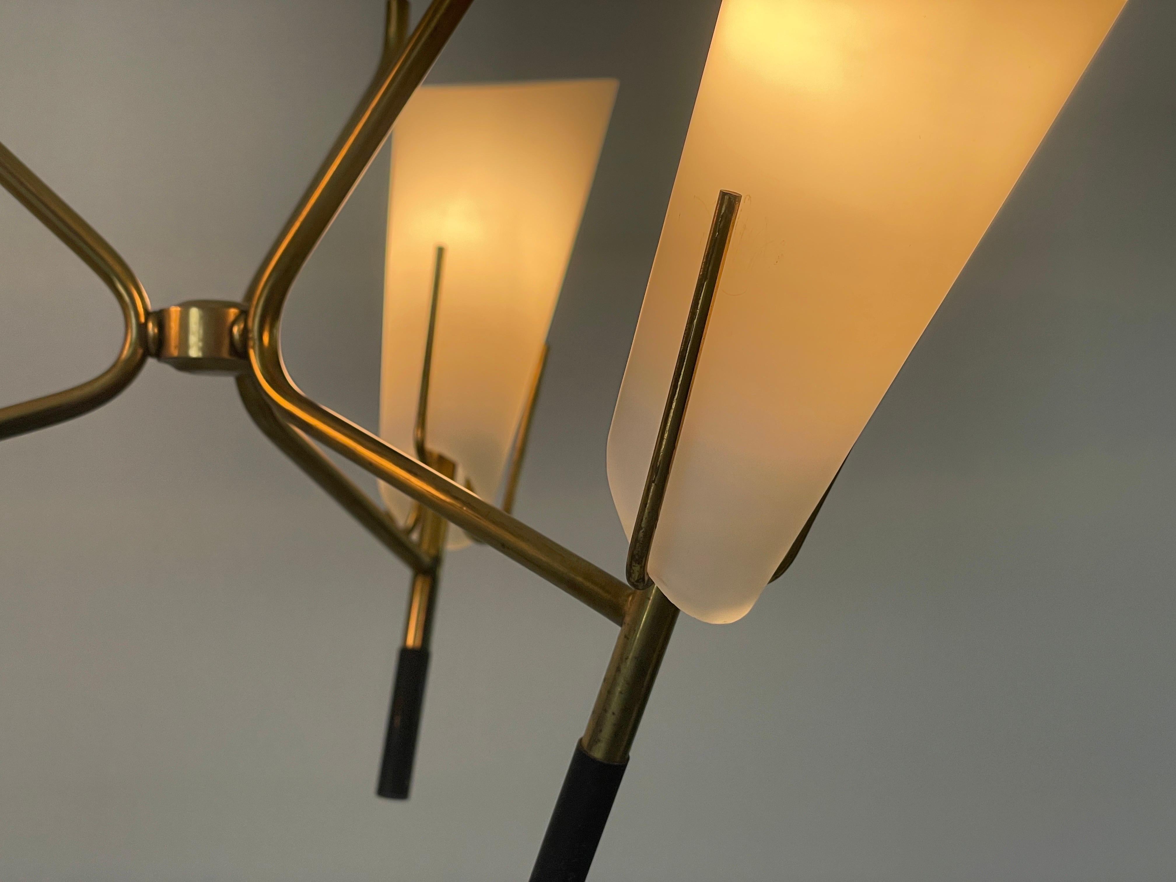 3- Lampe pendante en verre armé et laiton, années 1960, Italie en vente 7