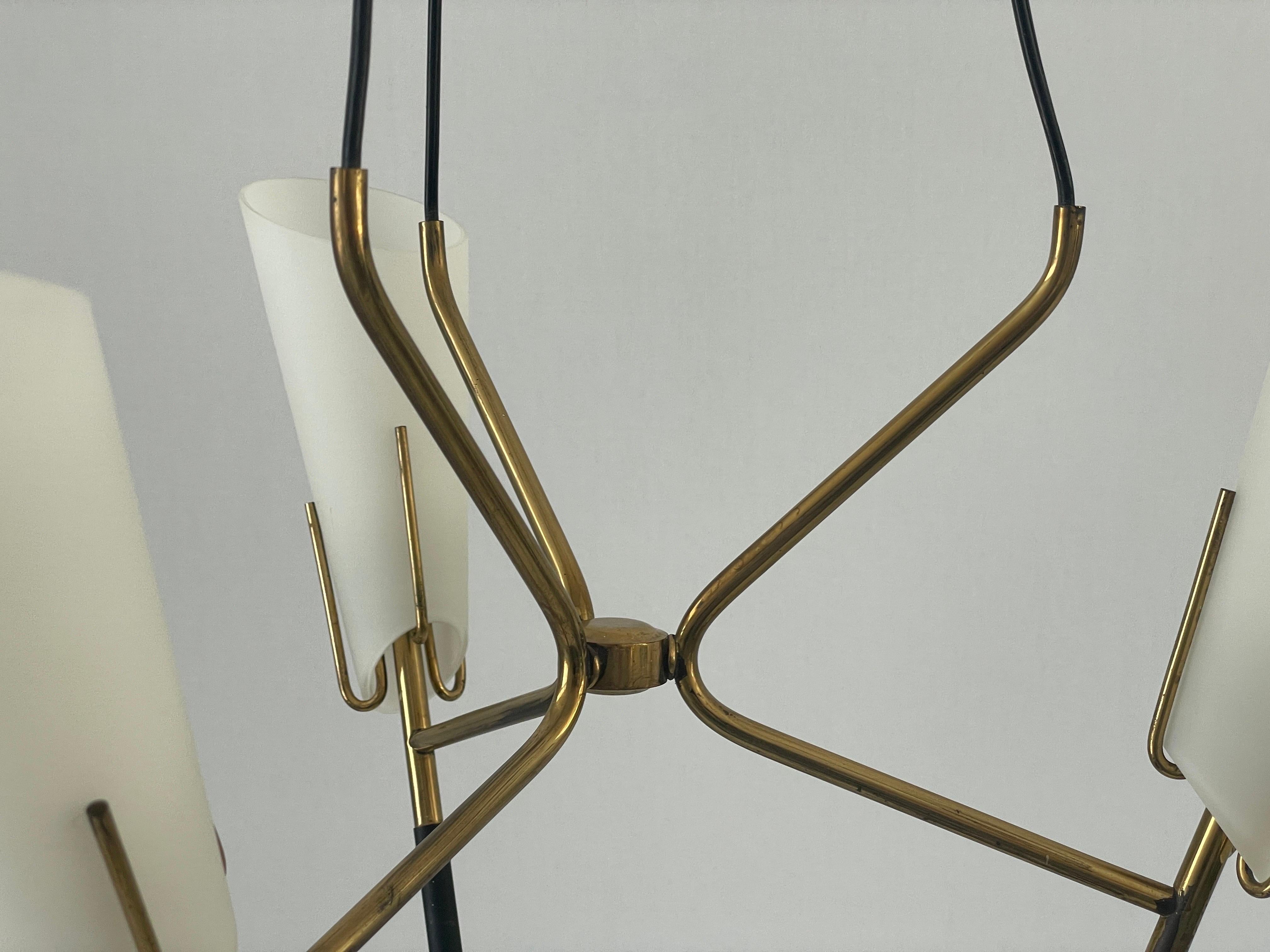3- Lampe pendante en verre armé et laiton, années 1960, Italie Excellent état - En vente à Hagenbach, DE