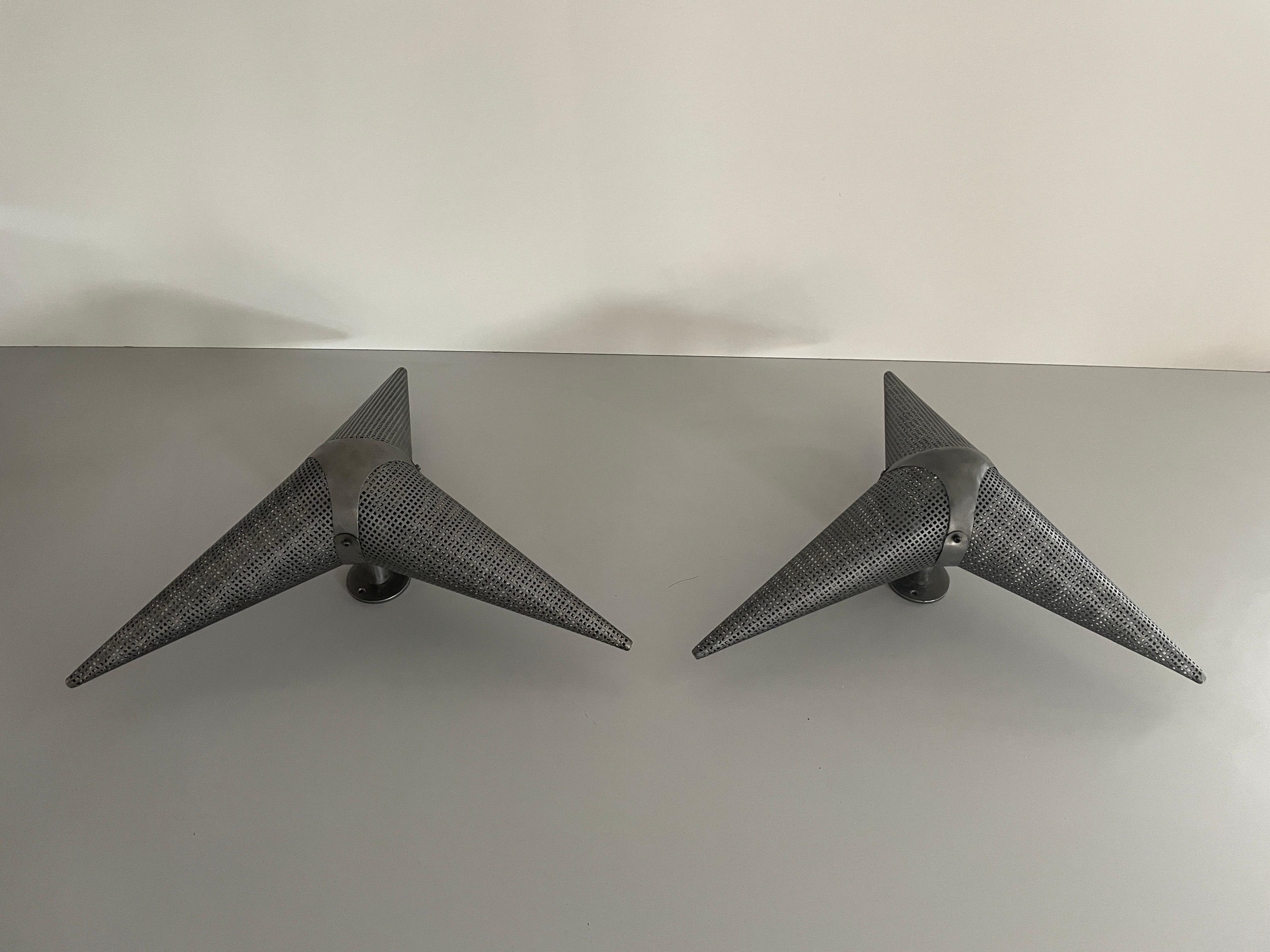 Lámpara de techo o empotrable de aluminio con pantalla de estrella de 3 brazos, años 60, Alemania en venta 11